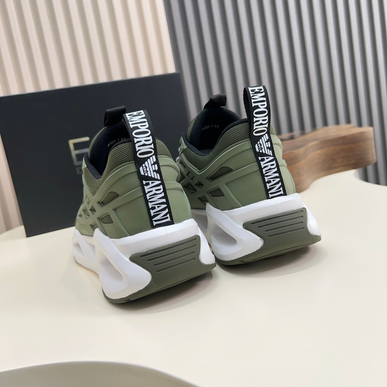 Emporio Armani Men's Olive Green Sneakers with White Sole, Sizes 39-44 9 a1743061001160 8081