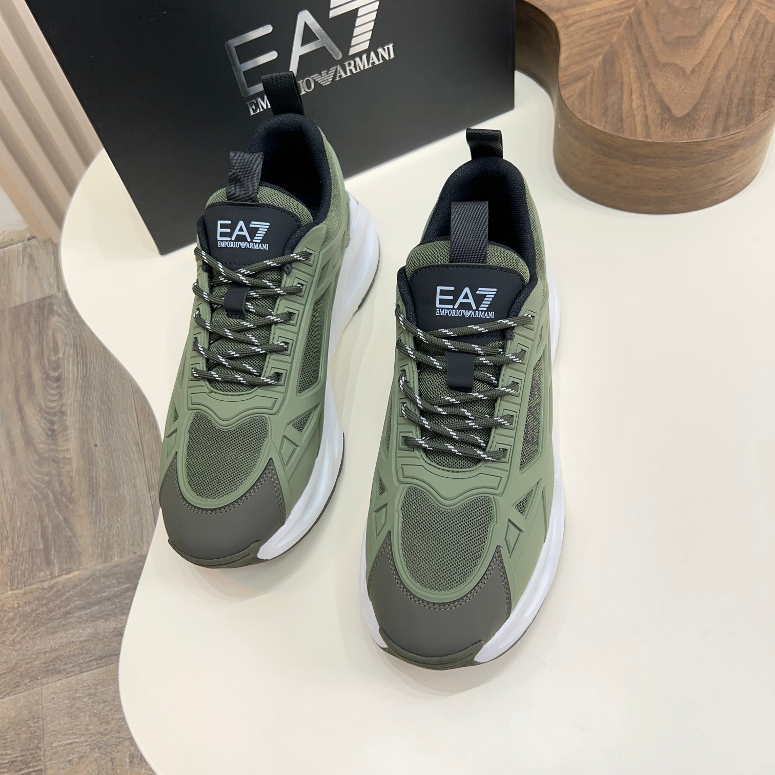 Emporio Armani Men's Olive Green Sneakers with White Sole, Sizes 39-44 11 a1743061001167 8628