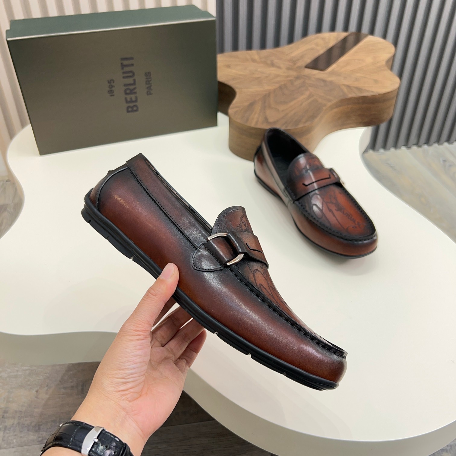 Berluti Men's Handmade Leather Loafers - Italian Calfskin, Exquisite Patina 3 a1743061044542 6057