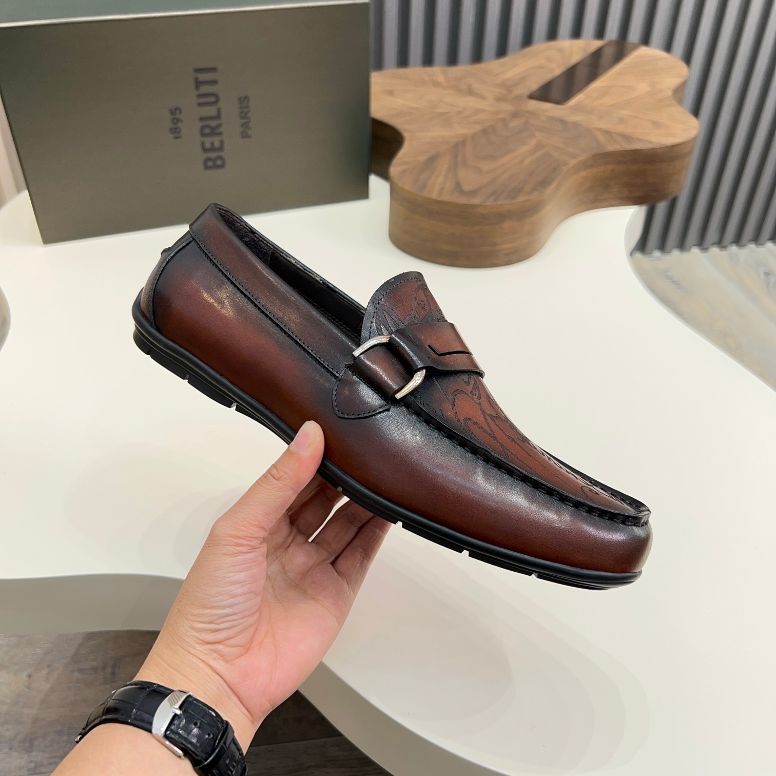 Berluti Men's Handmade Leather Loafers - Italian Calfskin, Exquisite Patina 7 a1743061044778 4584