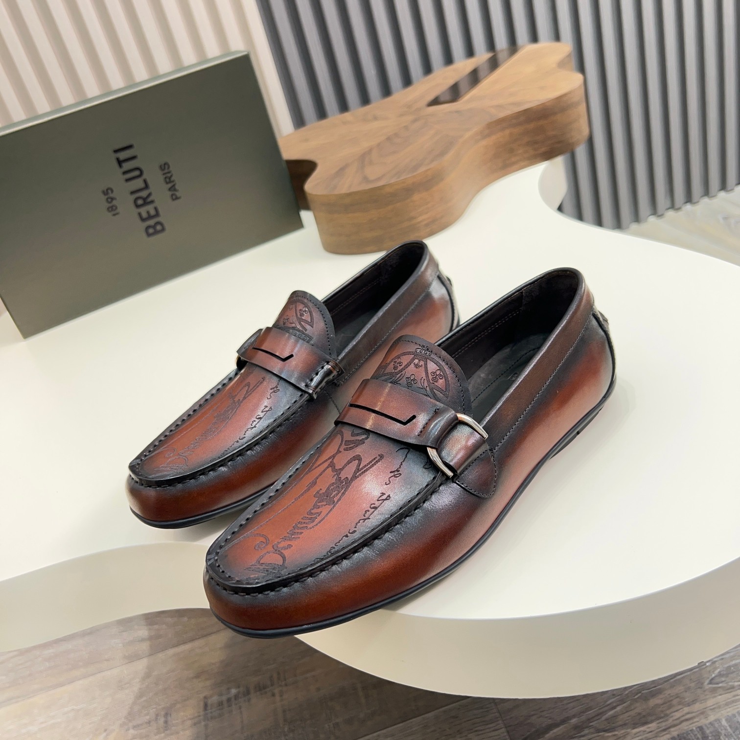 Berluti Men's Handmade Leather Loafers - Italian Calfskin, Exquisite Patina 1 Berluti Men's Handmade Leather Loafers - Italian Calfskin, Exquisite Patina