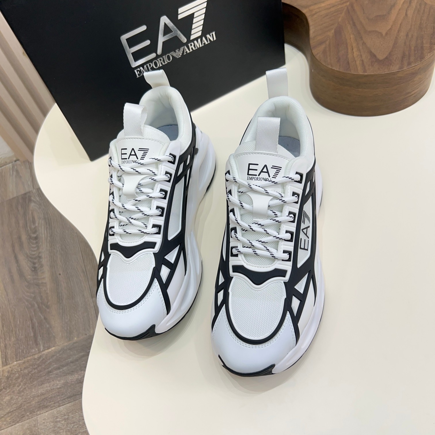 Emporio Armani Men's White & Black Designer Sneakers, Sizes 39-44 10 a1743061045158 3461
