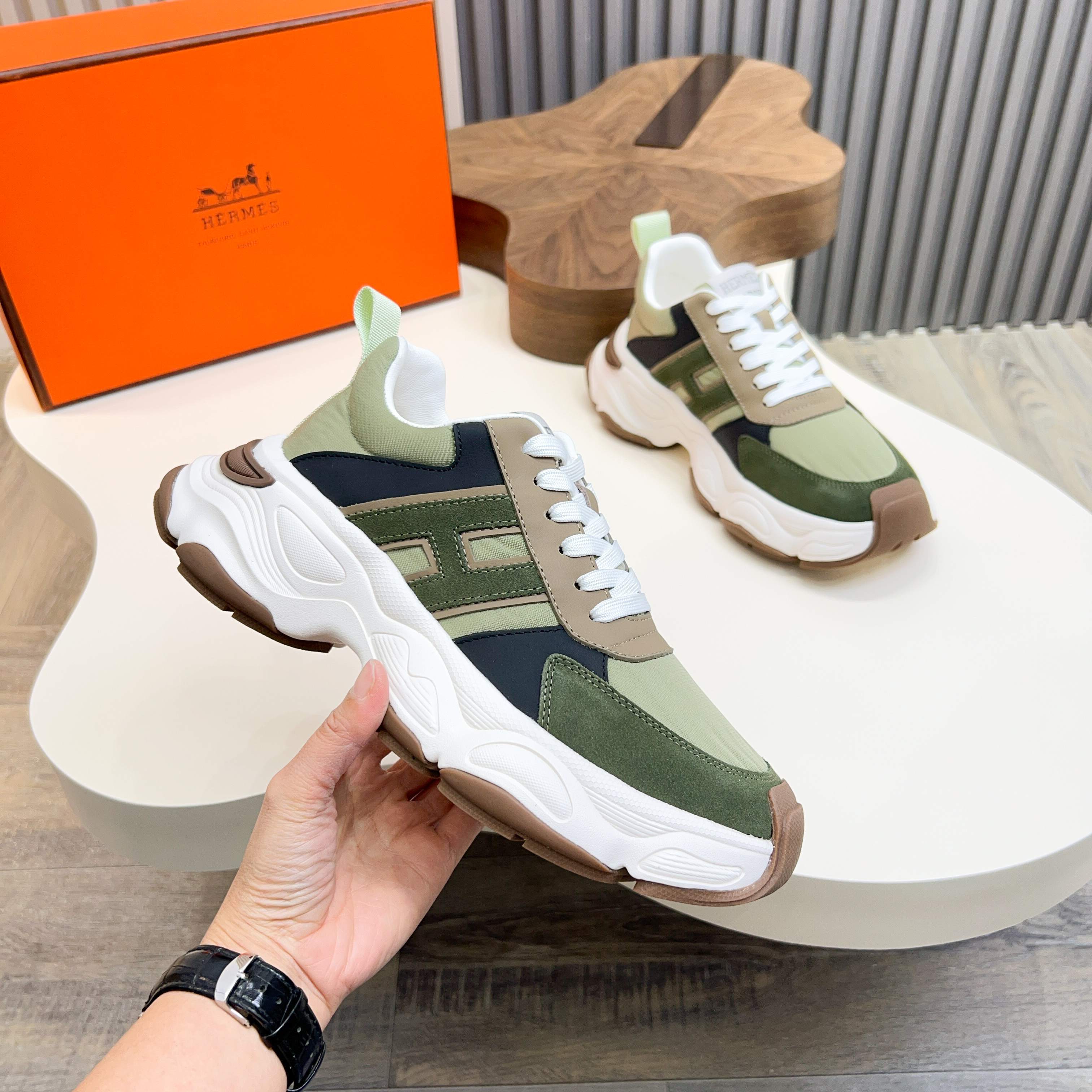 Hermes Haru Color Block Leather and Canvas Derby Sneakers 3 a1743470435608 6163