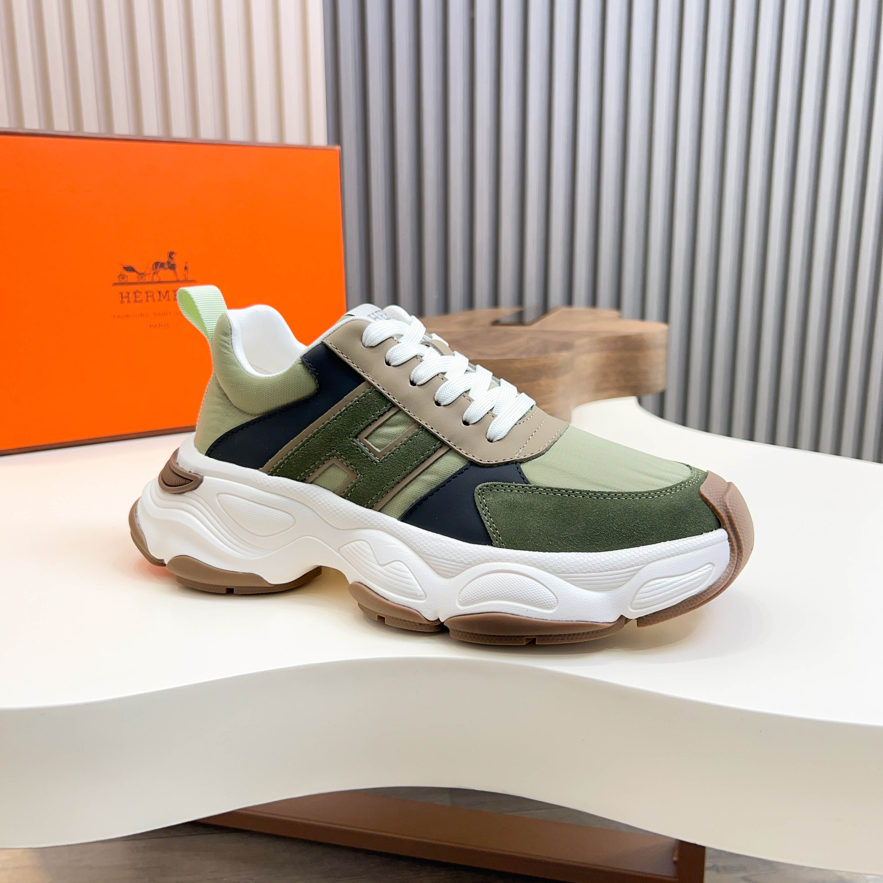Hermes Haru Color Block Leather and Canvas Derby Sneakers 5 a1743470435894 7032