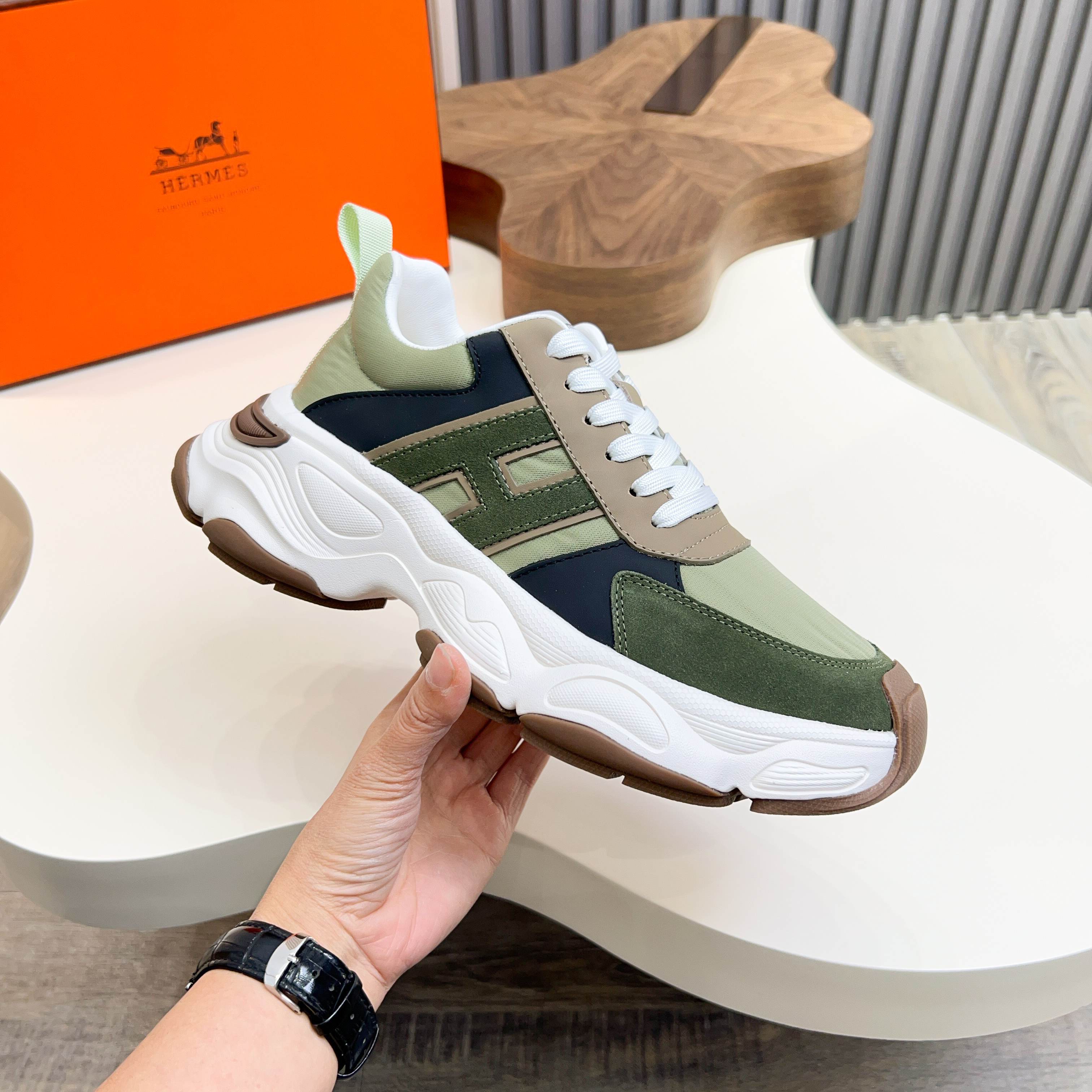 Hermes Haru Color Block Leather and Canvas Derby Sneakers 7 a1743470438804 6472