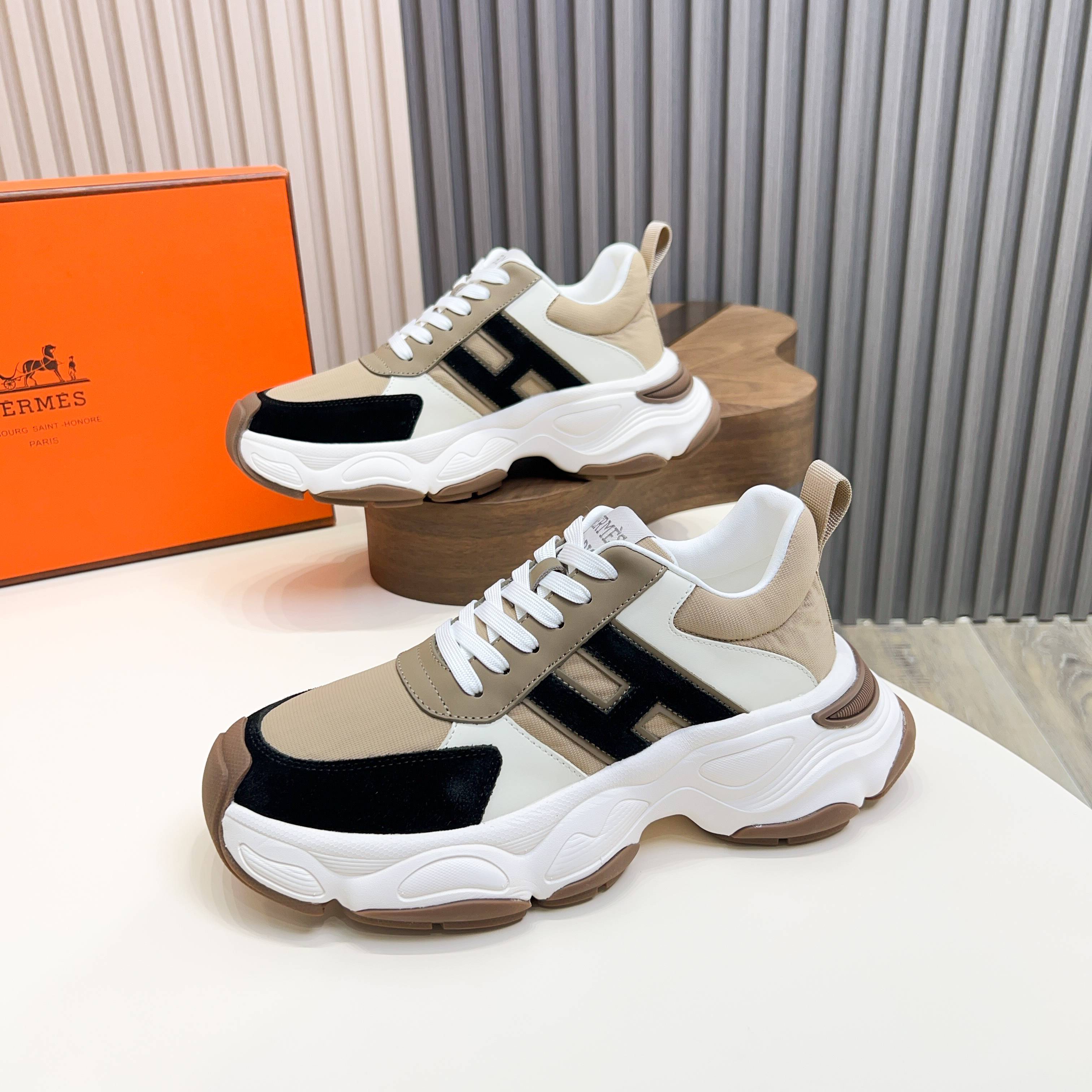 Hermès Haru Chunky Sole Sneakers in Calfskin & Canvas, Colorblock Design 8 a1743470518958 4277