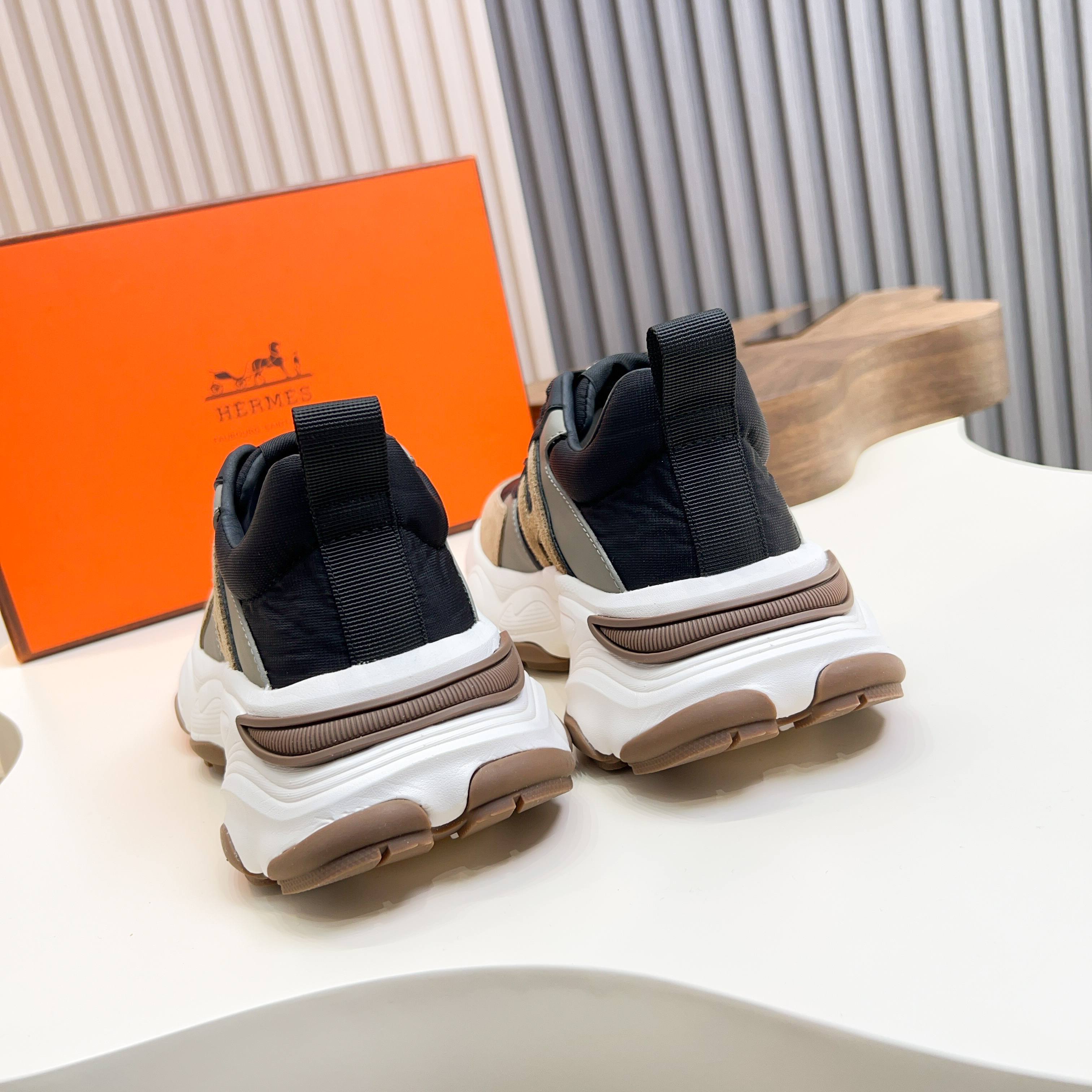 Hermes Haru Chunky Sole Derby Shoes, Calfskin Color Block Sneaker 8 a1743470537086 2506