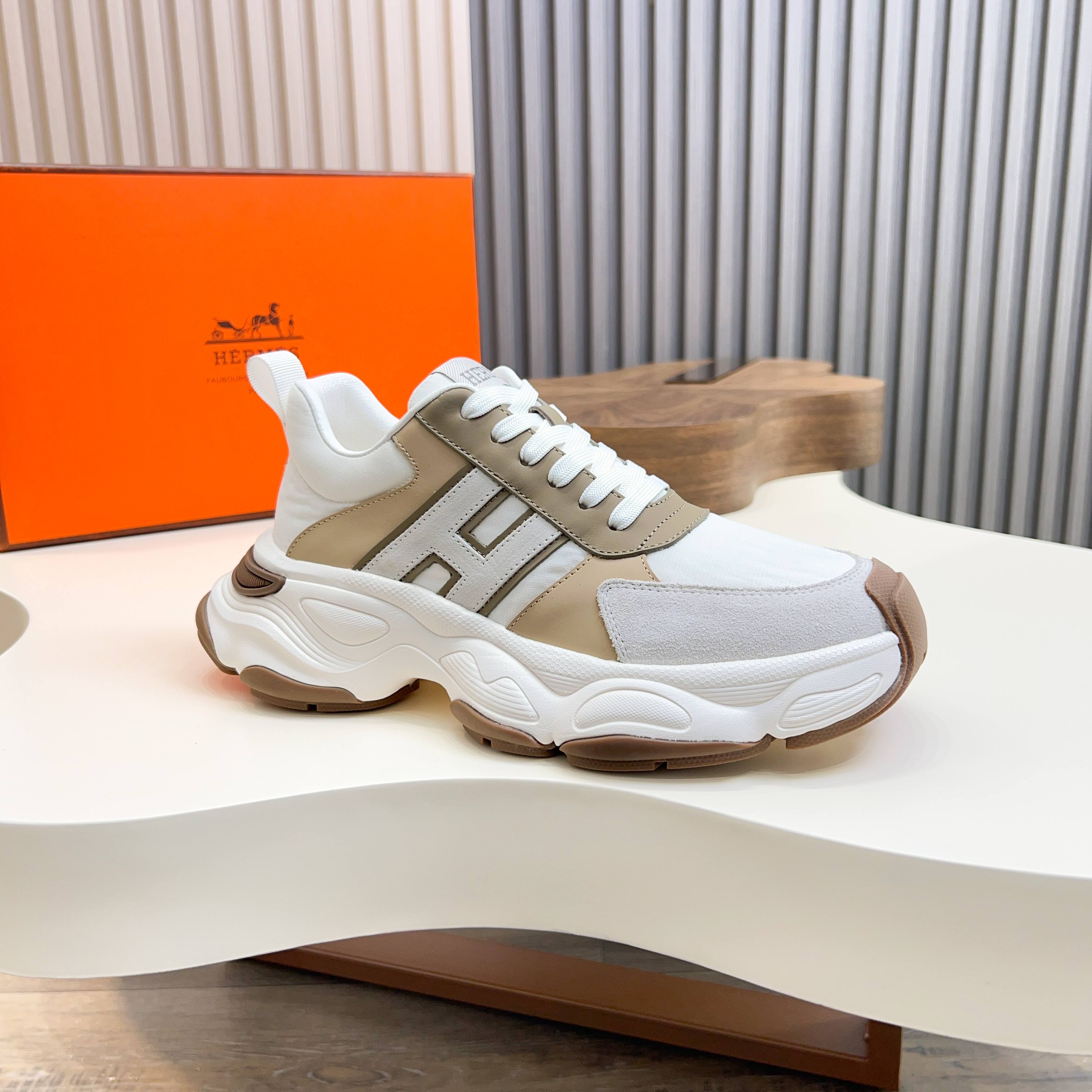 Hermès Haru Chunky Sole Derby Shoes, Calfskin Color Block Sneakers for Women 7 a1743470582253 1633