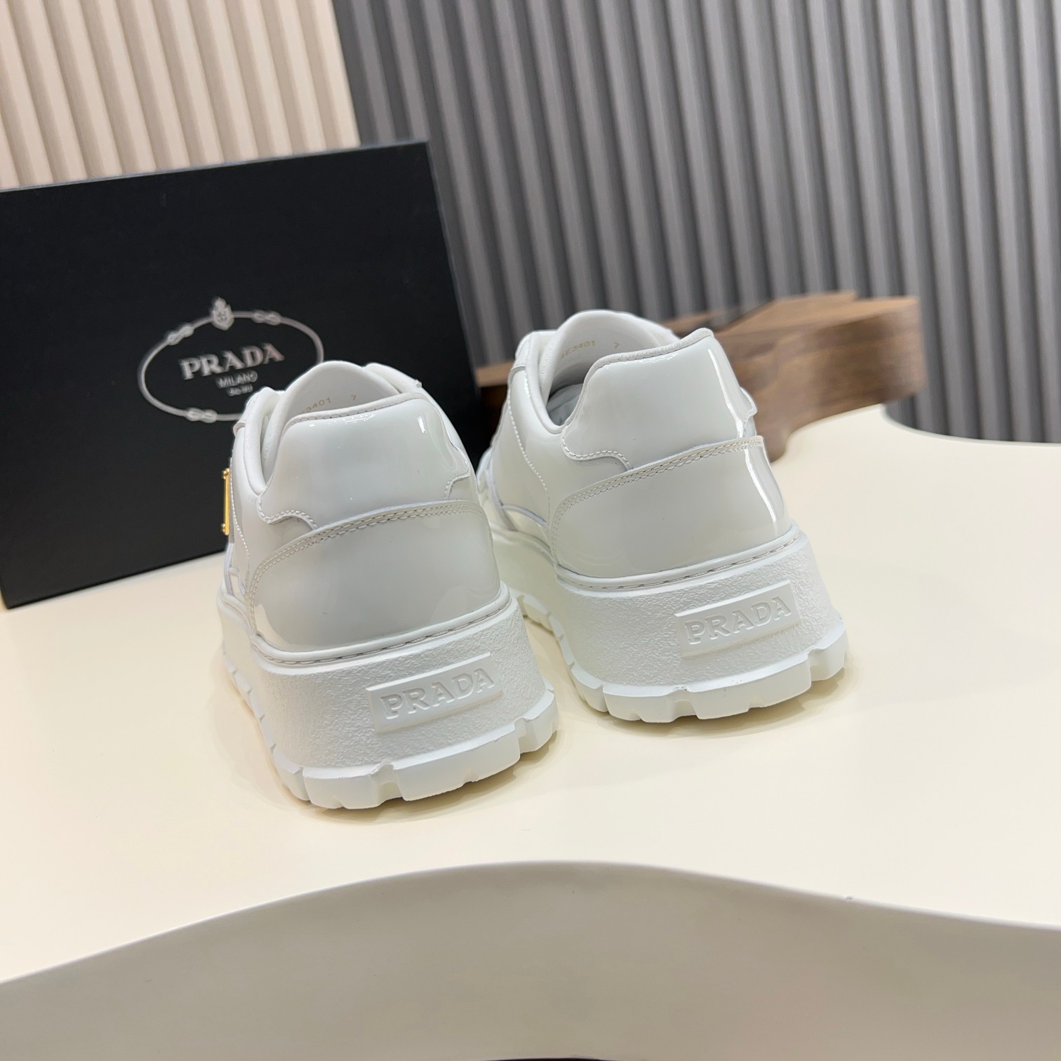 Prada Men's Leather Sneakers with Triangle Logo - Stylish and Comfortable 4 a1744085656673 4081