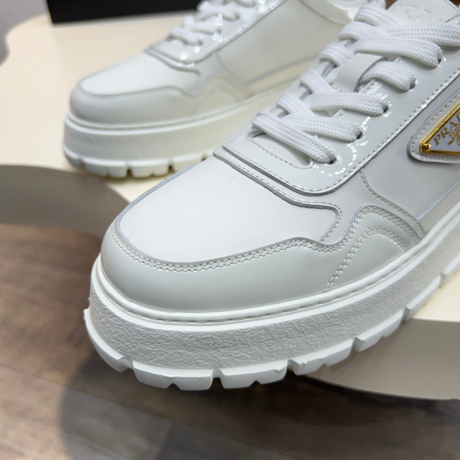 Prada Men's Leather Sneakers with Triangle Logo - Stylish and Comfortable 6 a1744085656677 2213