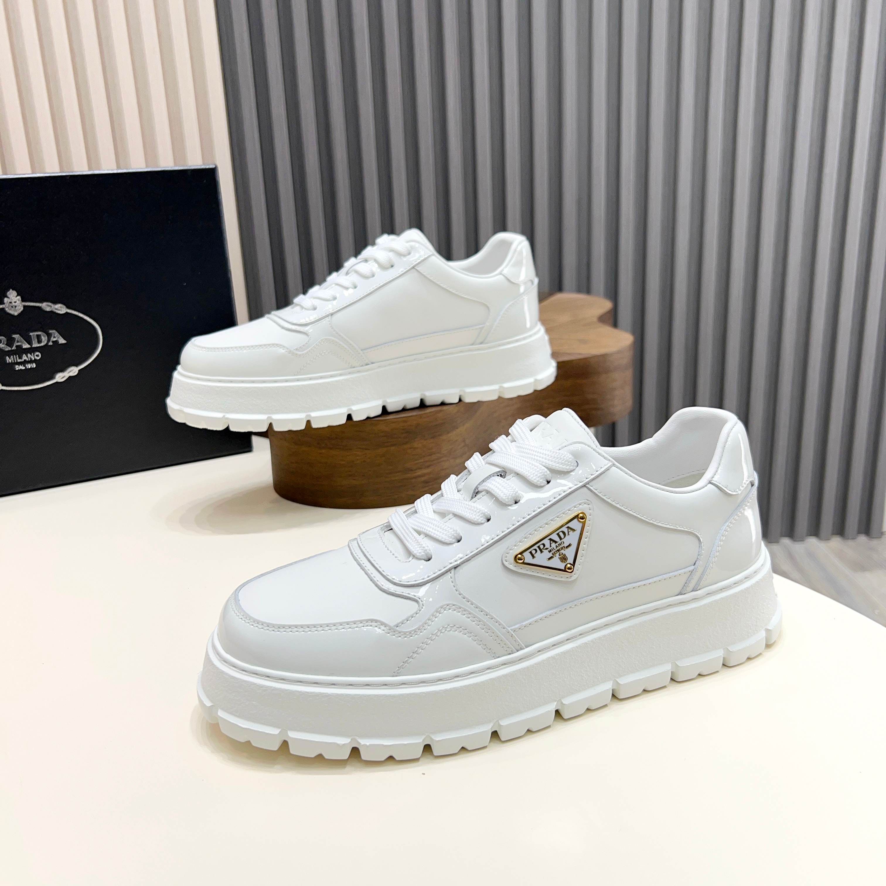 Prada Men's Leather Sneakers with Triangle Logo - Stylish and Comfortable 11 a1744085657670 2070