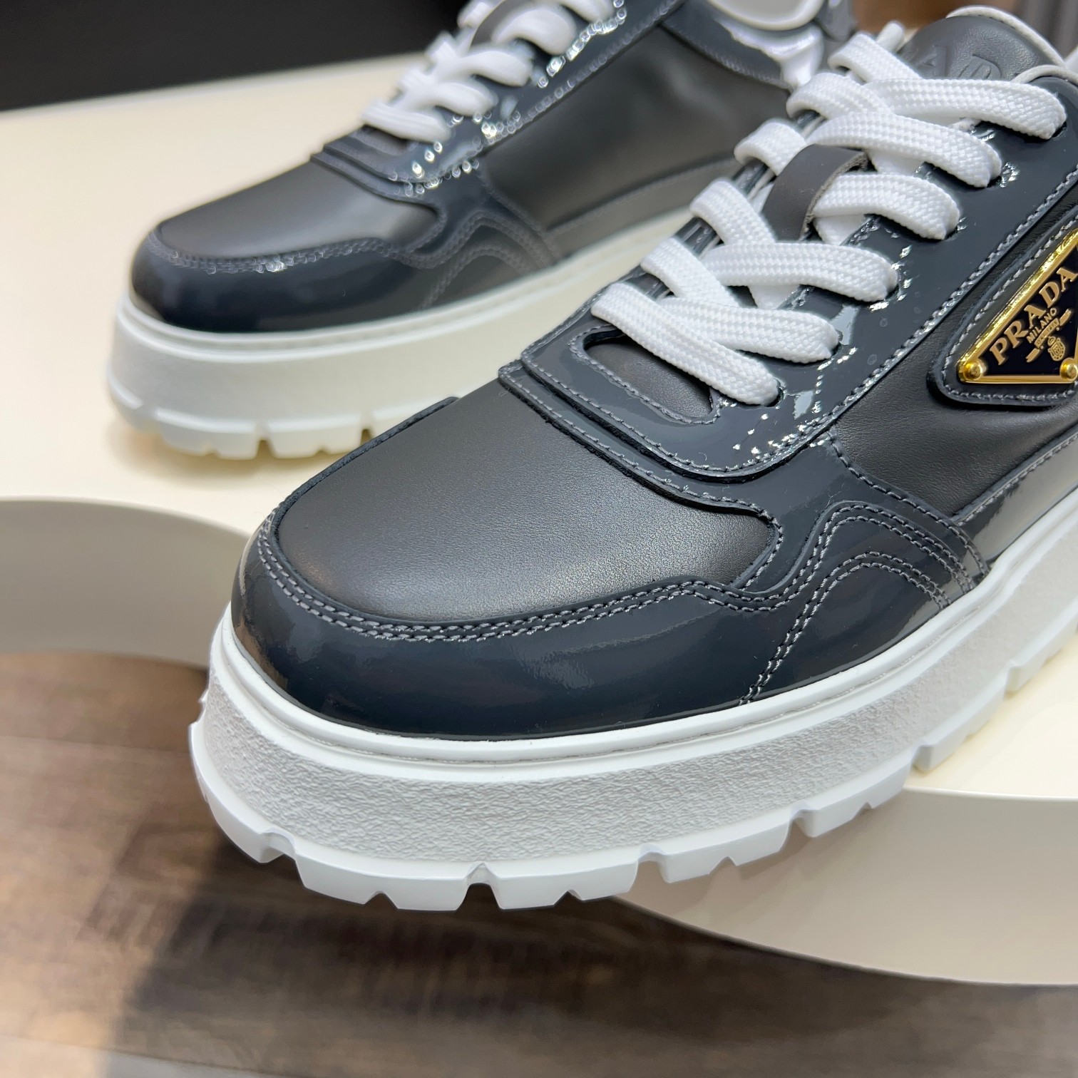 Prada Men's Leather Sneakers with Logo Detail | Sporty & Stylish 5 a1744085694429 5174