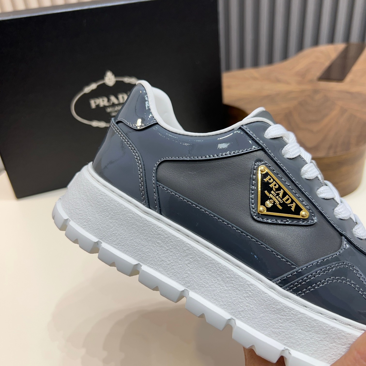 Prada Men's Leather Sneakers with Logo Detail | Sporty & Stylish 6 a1744085694433 3458