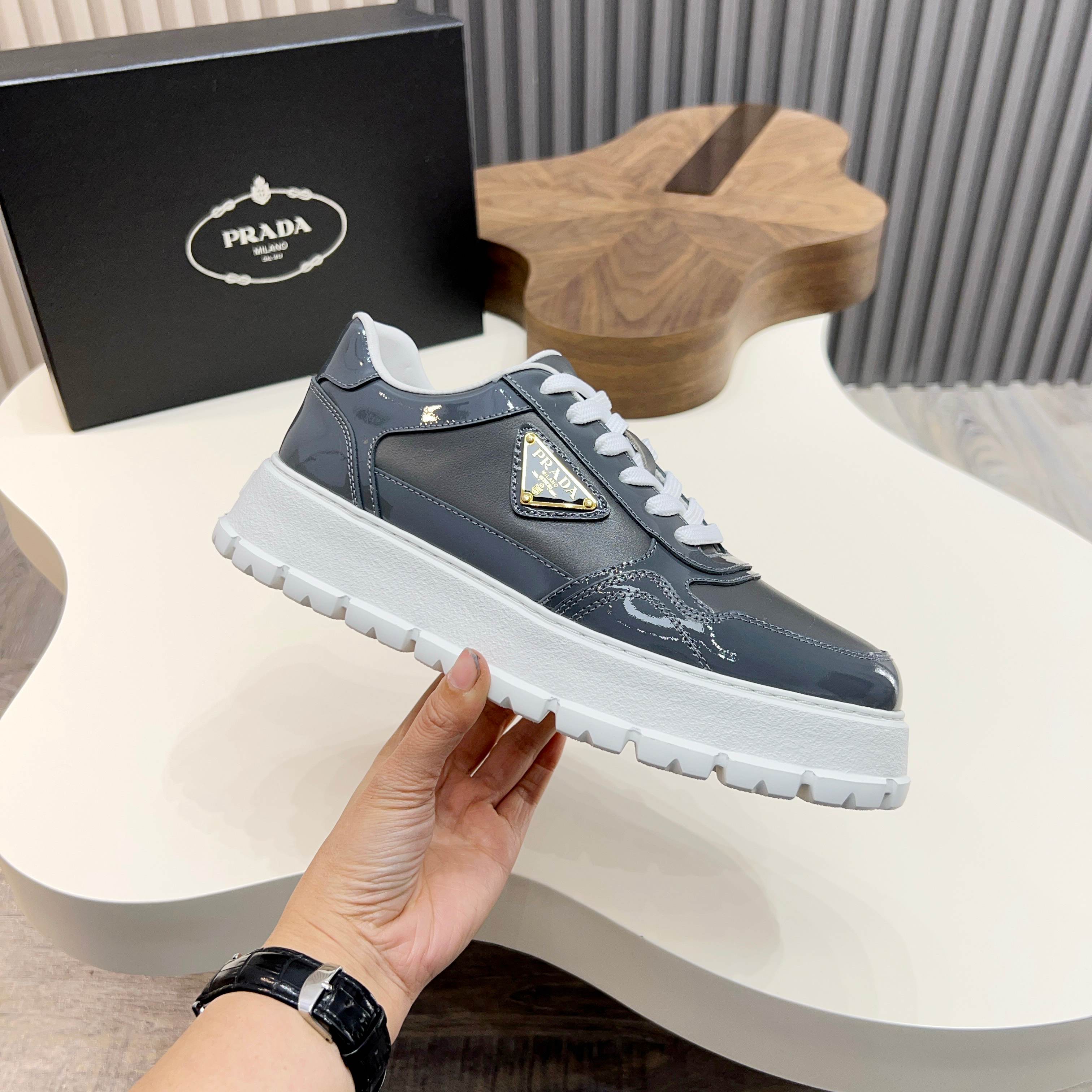 Prada Men's Leather Sneakers with Logo Detail | Sporty & Stylish 9 a1744085697728 0323