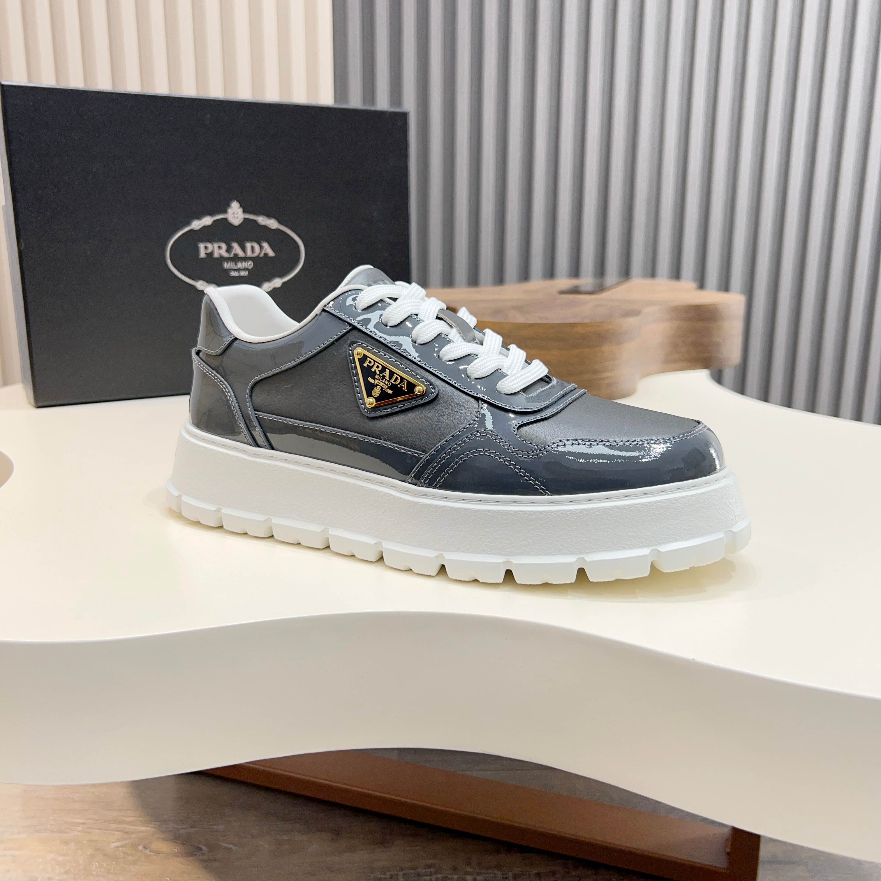 Prada Men's Leather Sneakers with Logo Detail | Sporty & Stylish 8 a1744085697837 8253