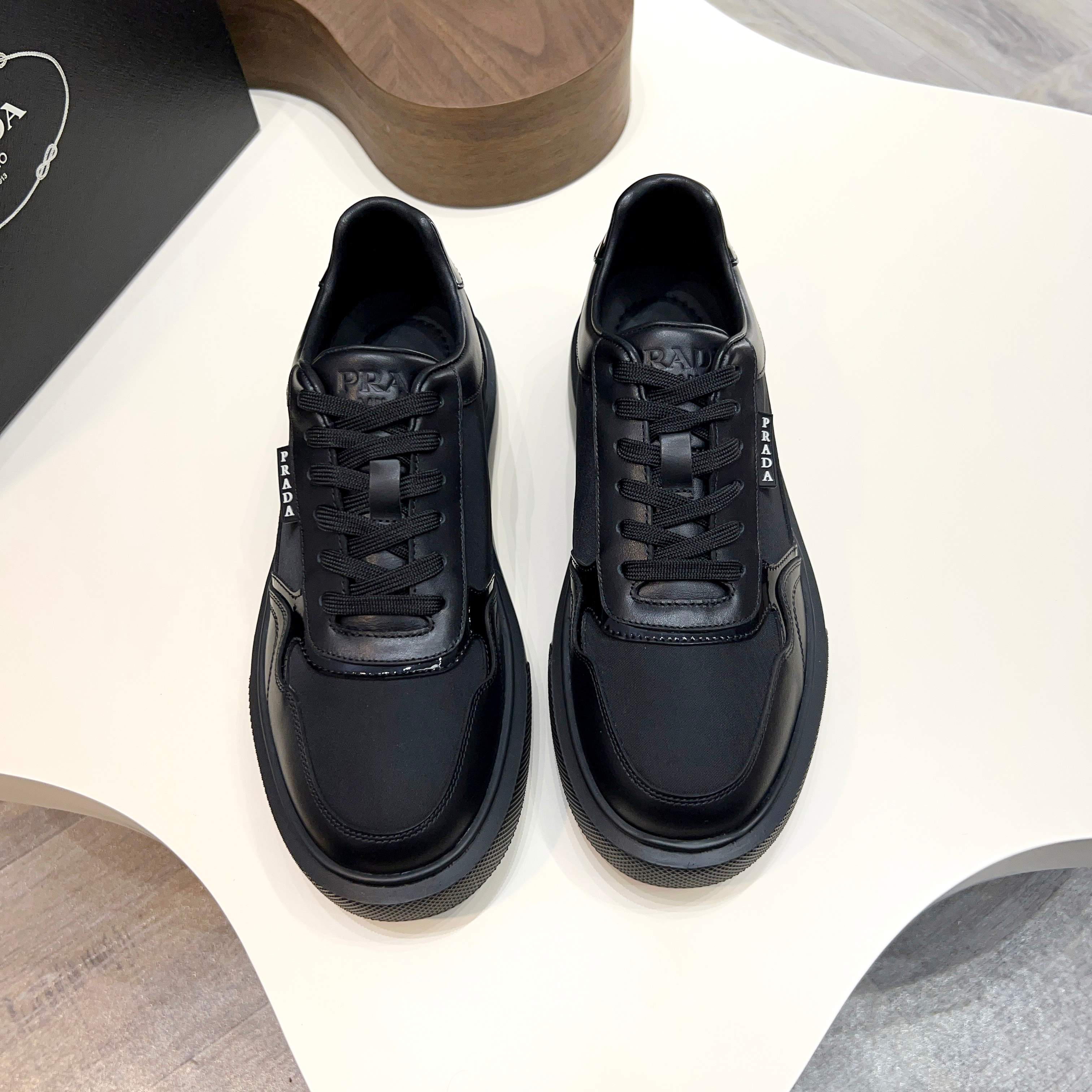 Prada Men's Black Leather and Fabric Lace-Up Sneakers - Size 39-44 11 a1744086450216 4422