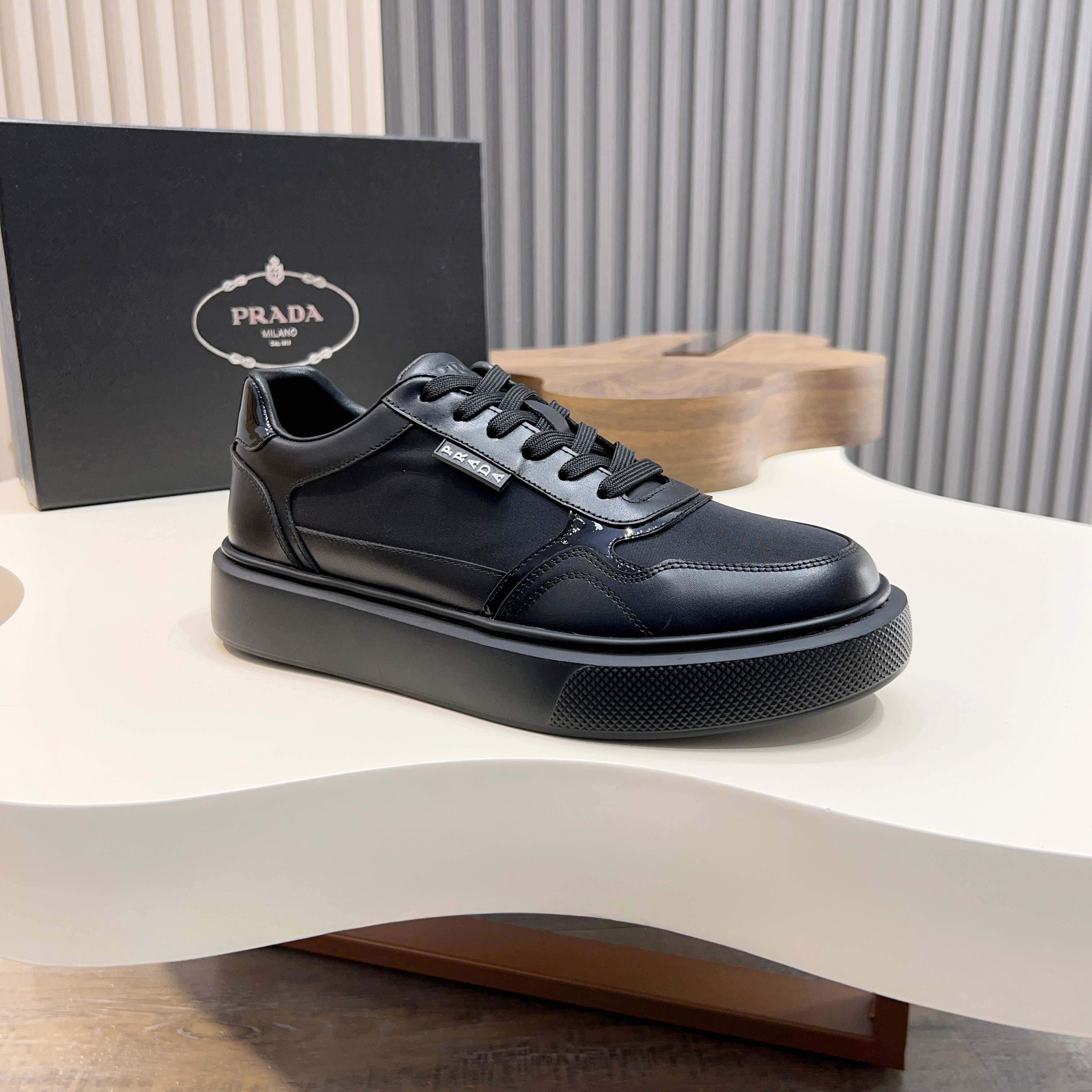 Prada Men's Black Leather and Fabric Lace-Up Sneakers - Size 39-44 9 a1744086450516 2523