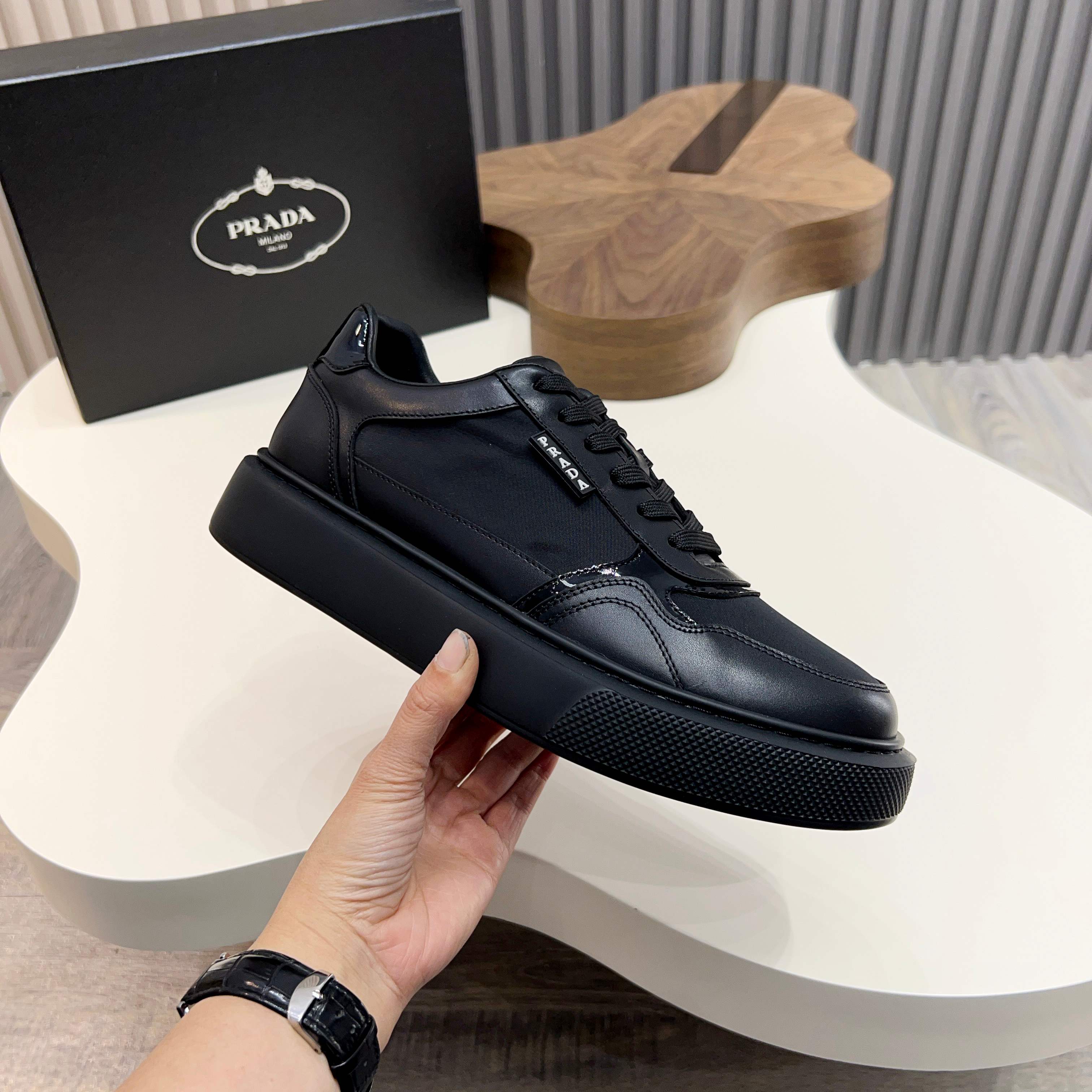 Prada Men's Black Leather and Fabric Lace-Up Sneakers - Size 39-44 7 a1744086450540 2236
