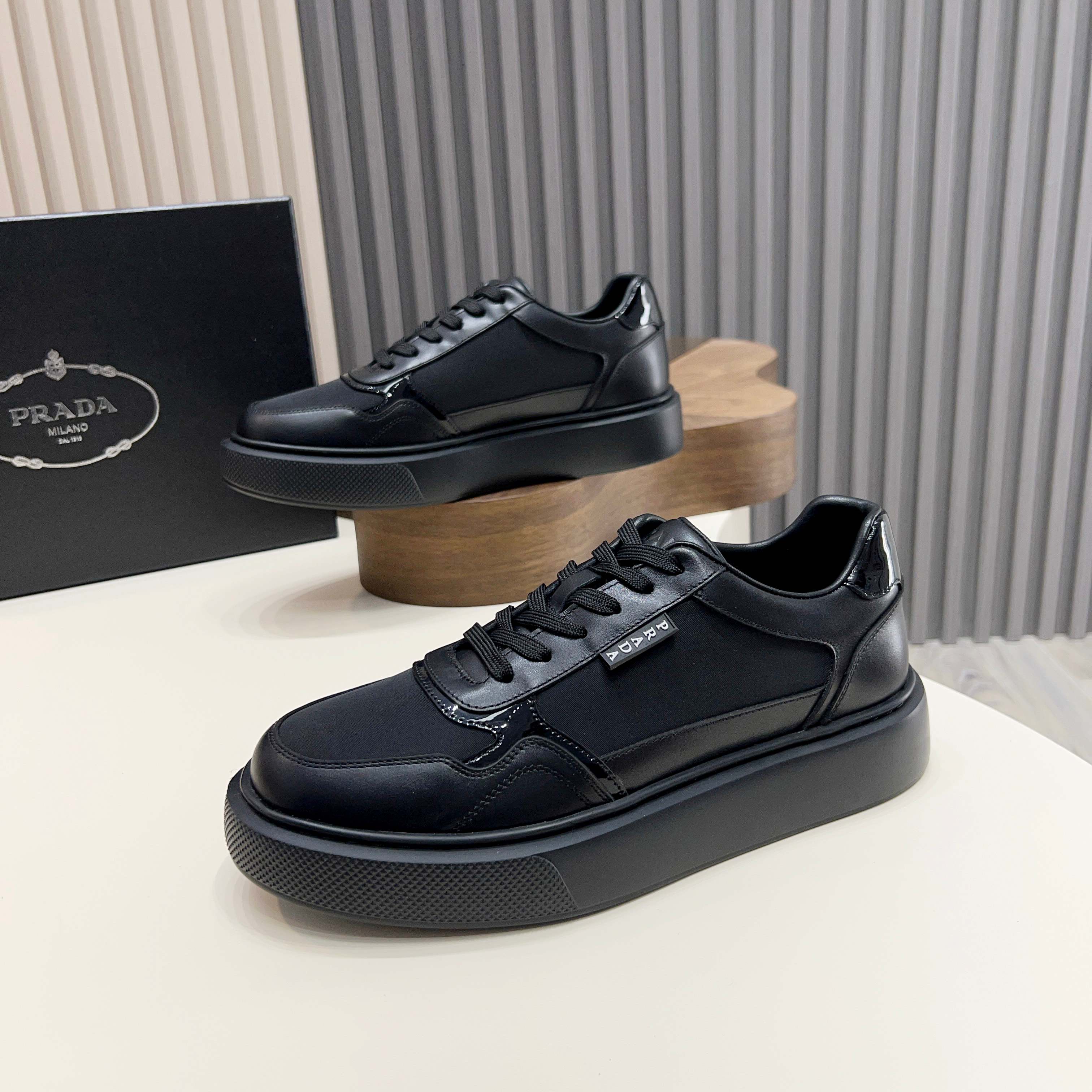 Prada Men's Black Leather and Fabric Lace-Up Sneakers - Size 39-44 10 a1744086451127 4452