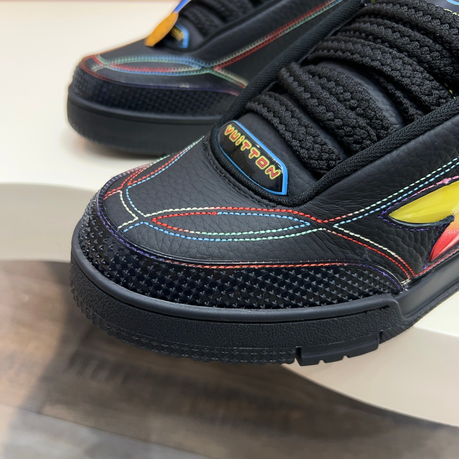 Louis Vuitton Trainer Sneakers in Black Leather with Monogram Detailing 5 a1744496829459 0176