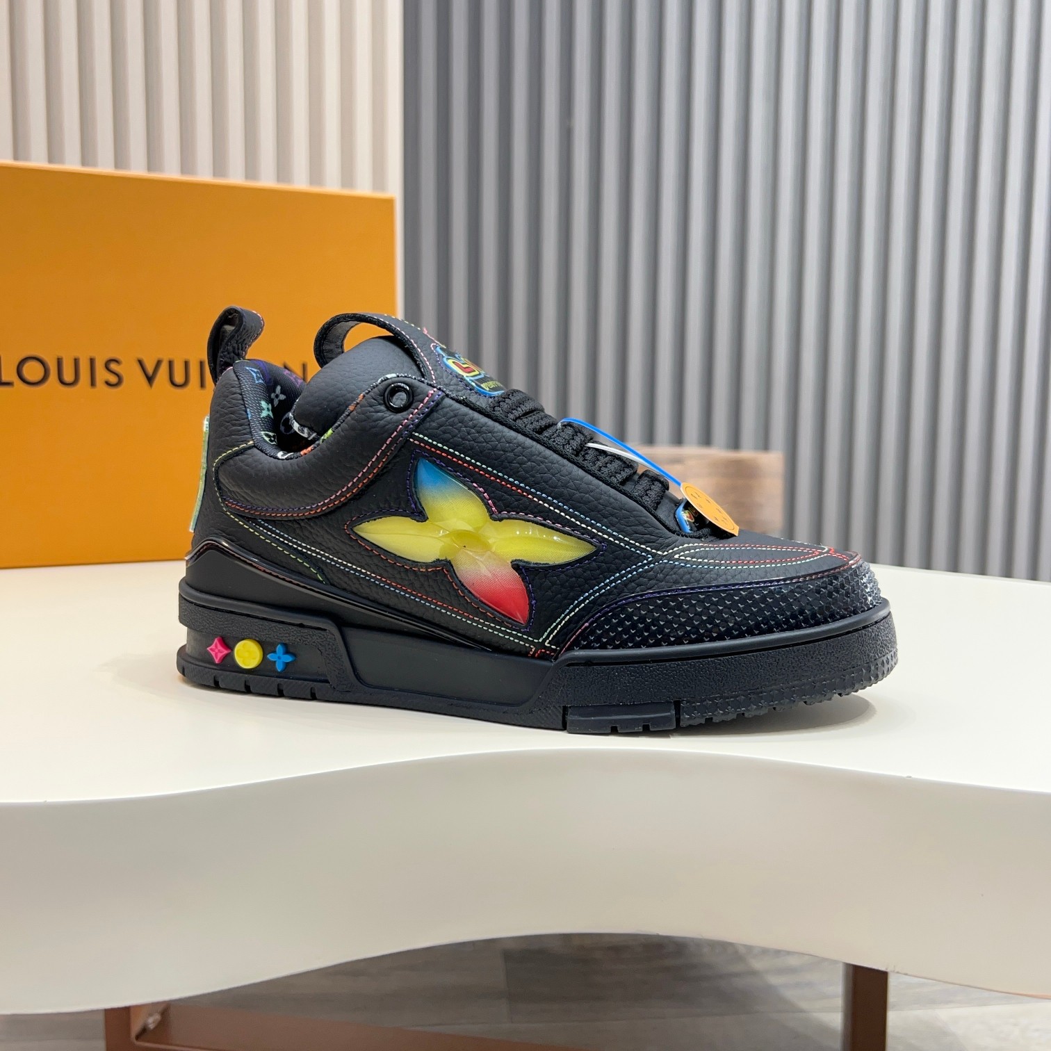 Louis Vuitton Trainer Sneakers in Black Leather with Monogram Detailing 11 a1744496830881 2720