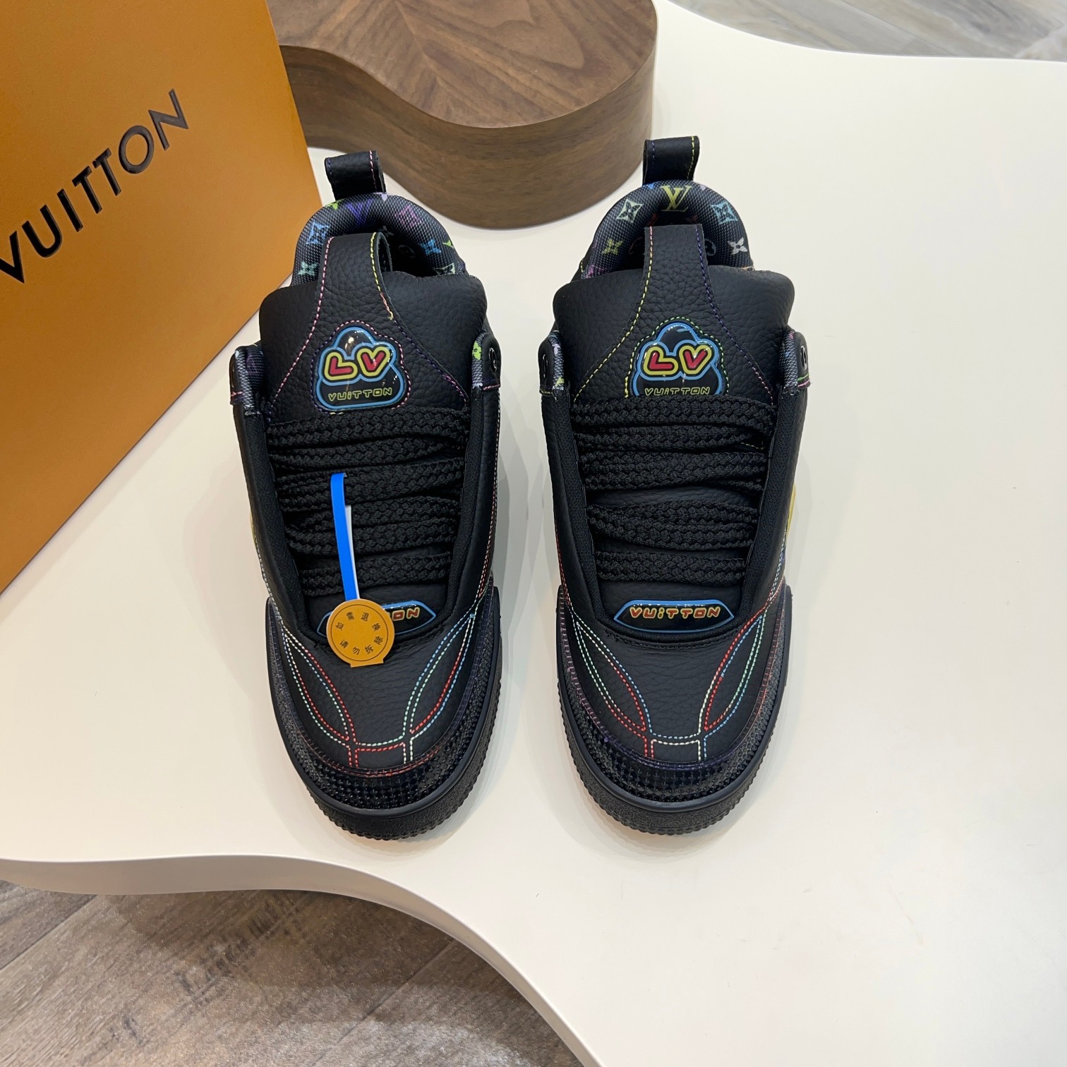 Louis Vuitton Trainer Sneakers in Black Leather with Monogram Detailing 10 a1744496830907 7718