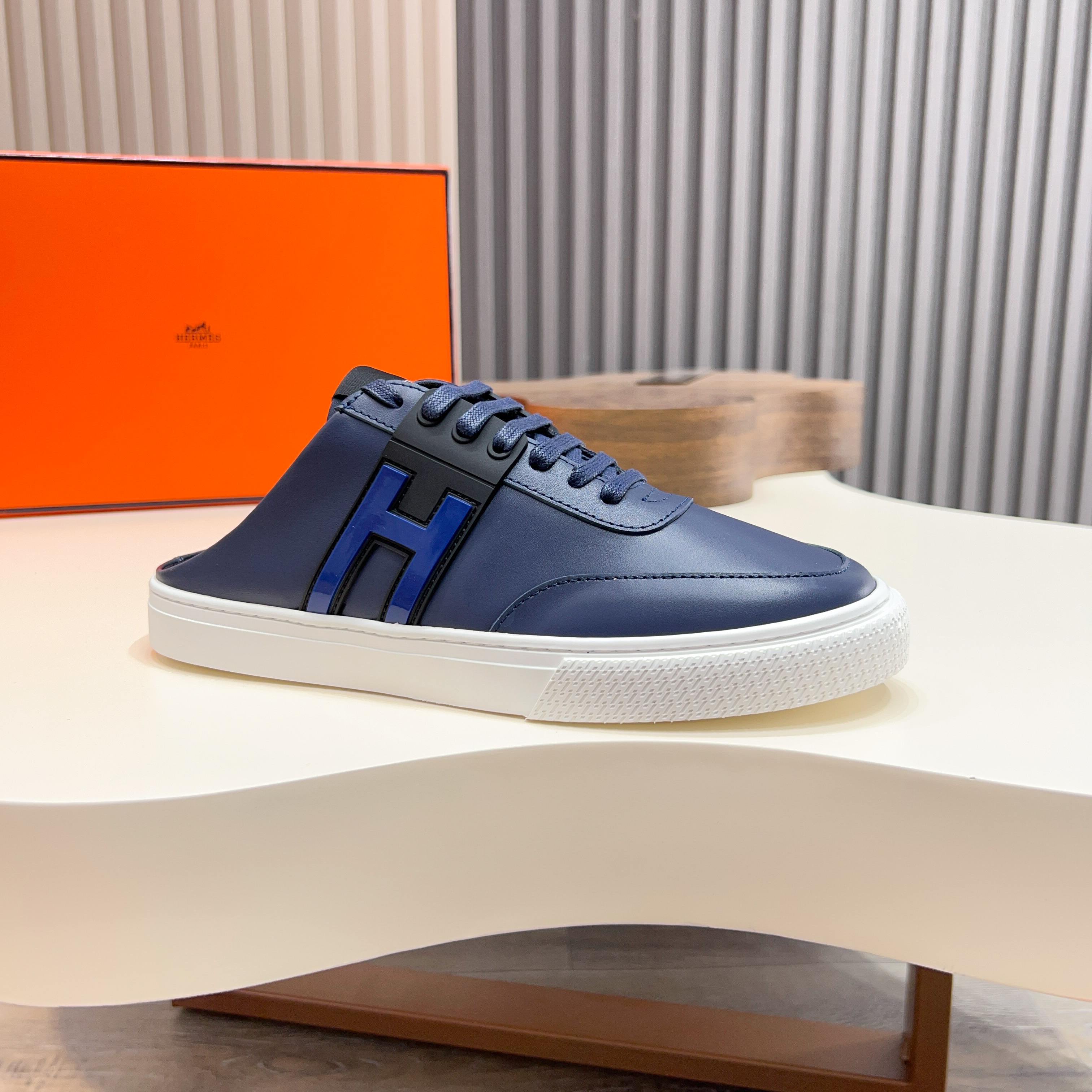 Hermes Men's Blue Leather Casual Sneakers, Premium Quality & Comfort 6 a1744605438013 1722