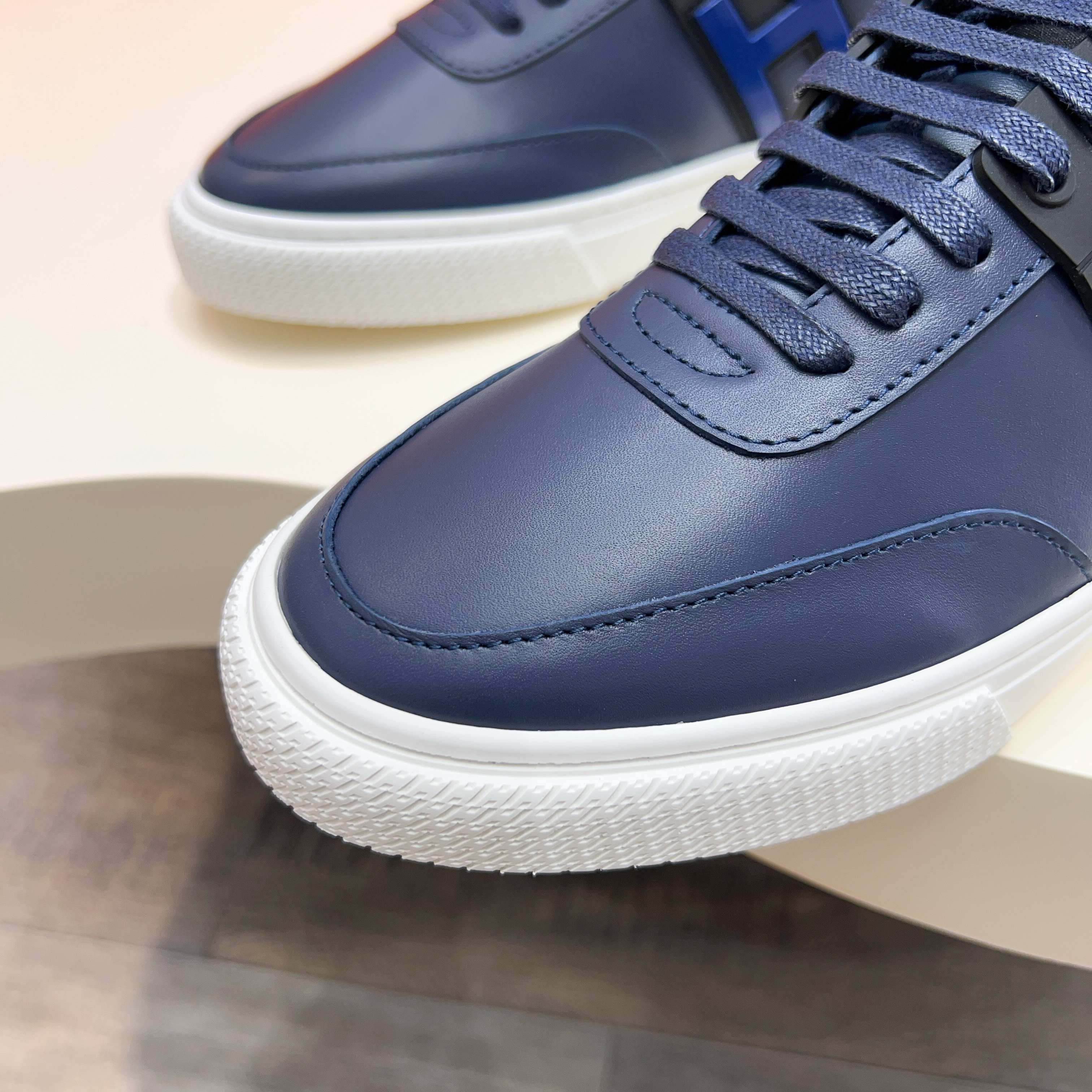 Hermes Men's Blue Leather Casual Sneakers, Premium Quality & Comfort 9 a1744605441377 7458