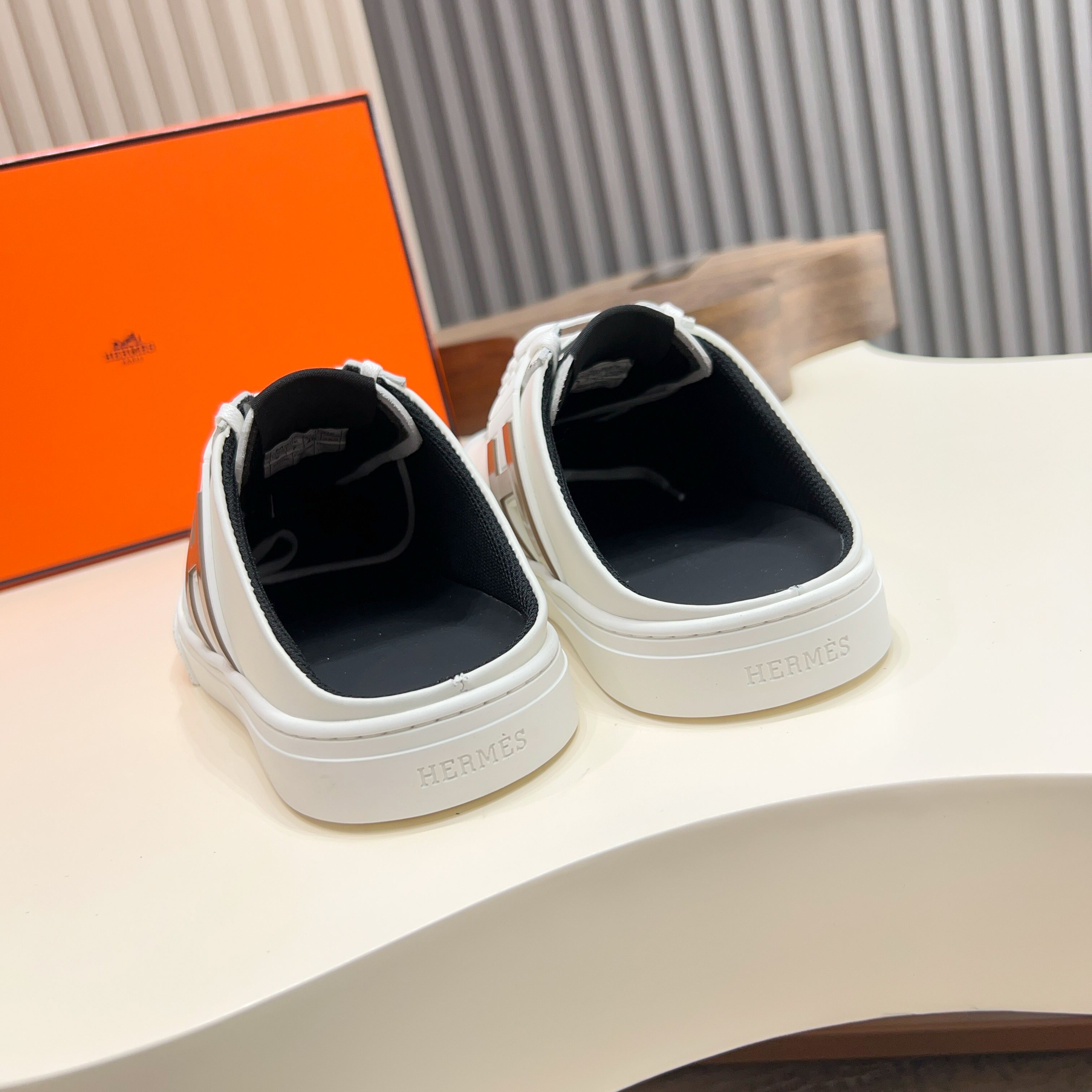 Hermes Men's White Leather Casual Sneakers - Slip-On Style, Comfortable 10 a1744605477518 1086