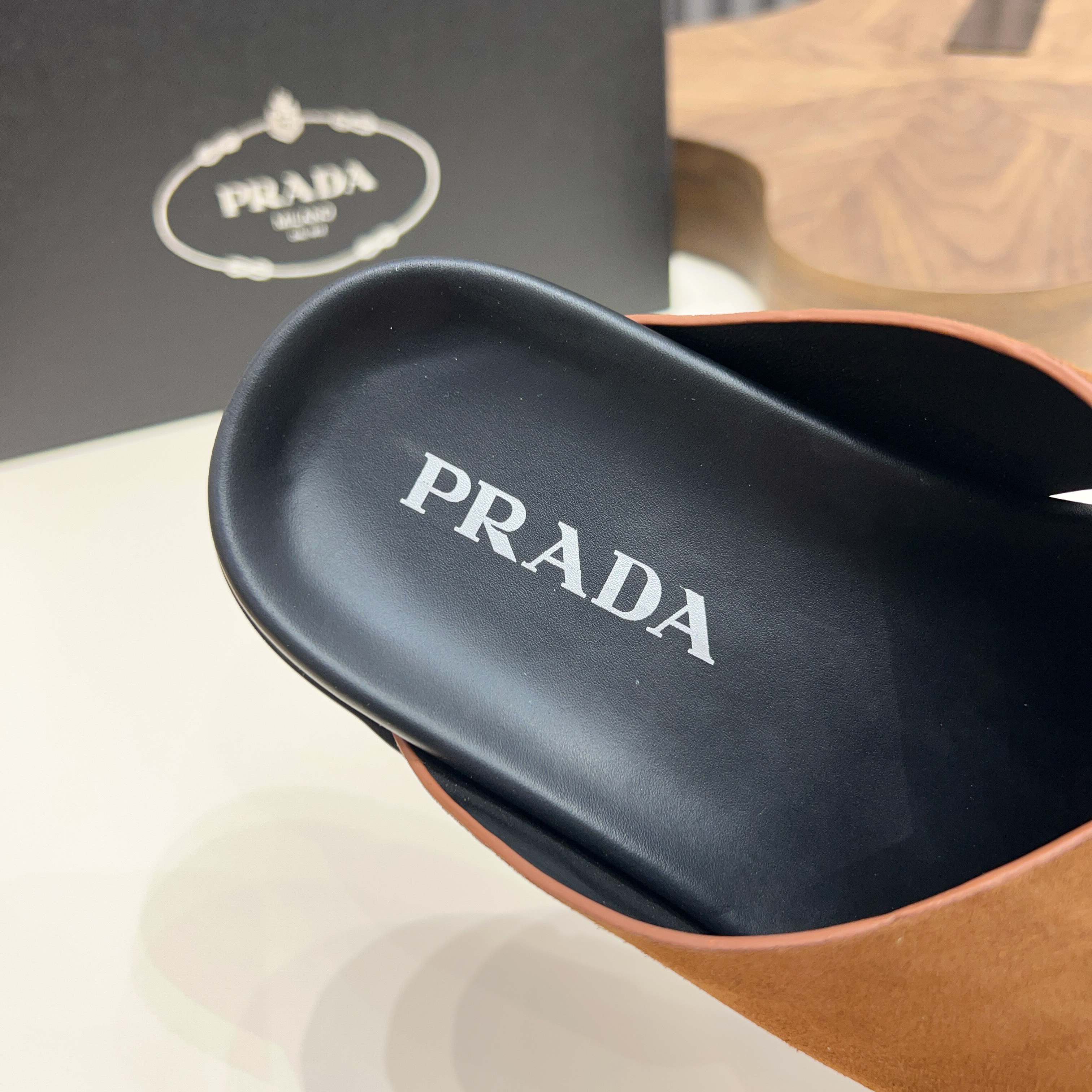 Prada Men's Suede Leather Cross Strap Sandals Slides - Stylish & Comfortable 6 a1744897787237 7443
