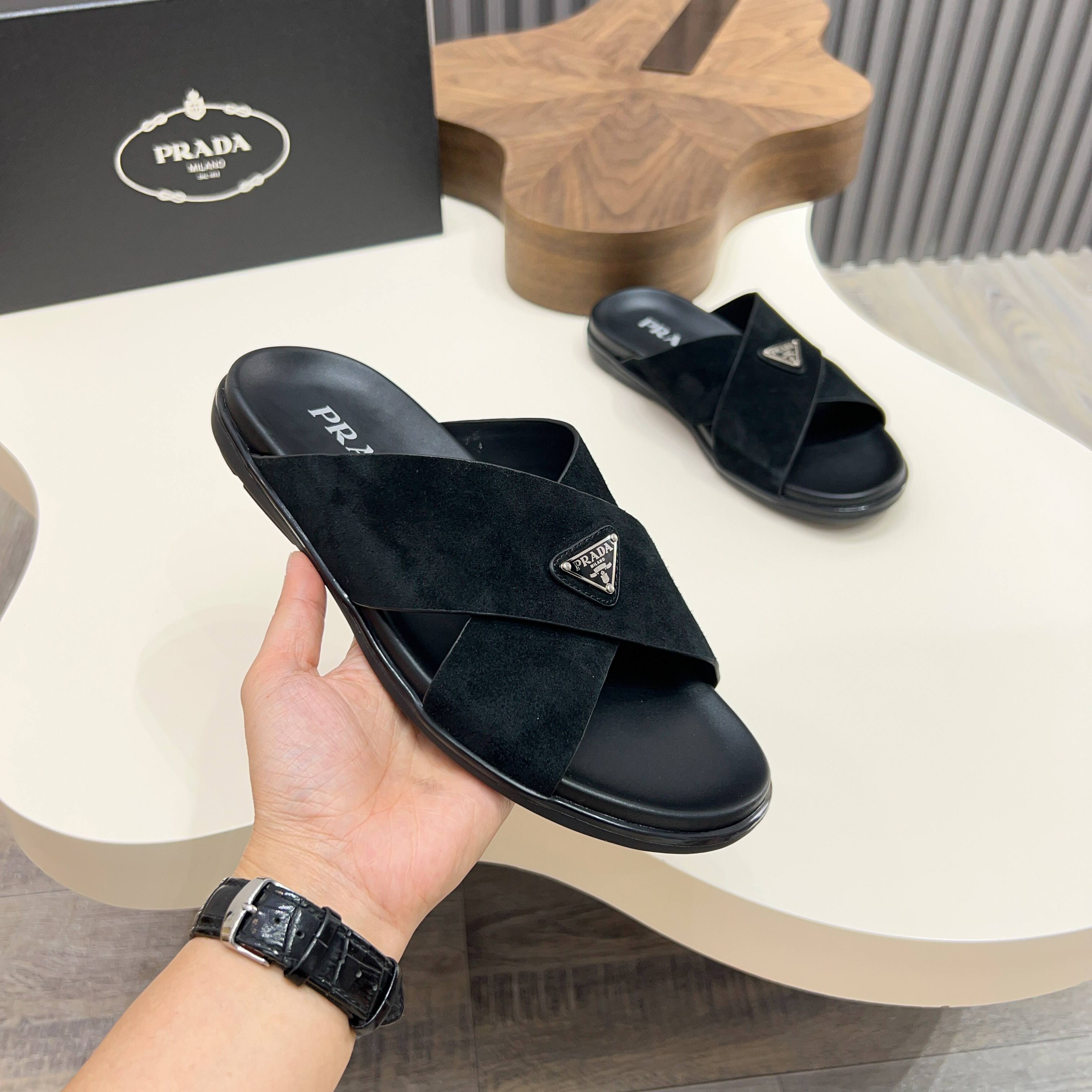 Prada Men's Suede Leather Crossover Sandals - Stylish Comfort & Durability 3 a1744897908973 2308