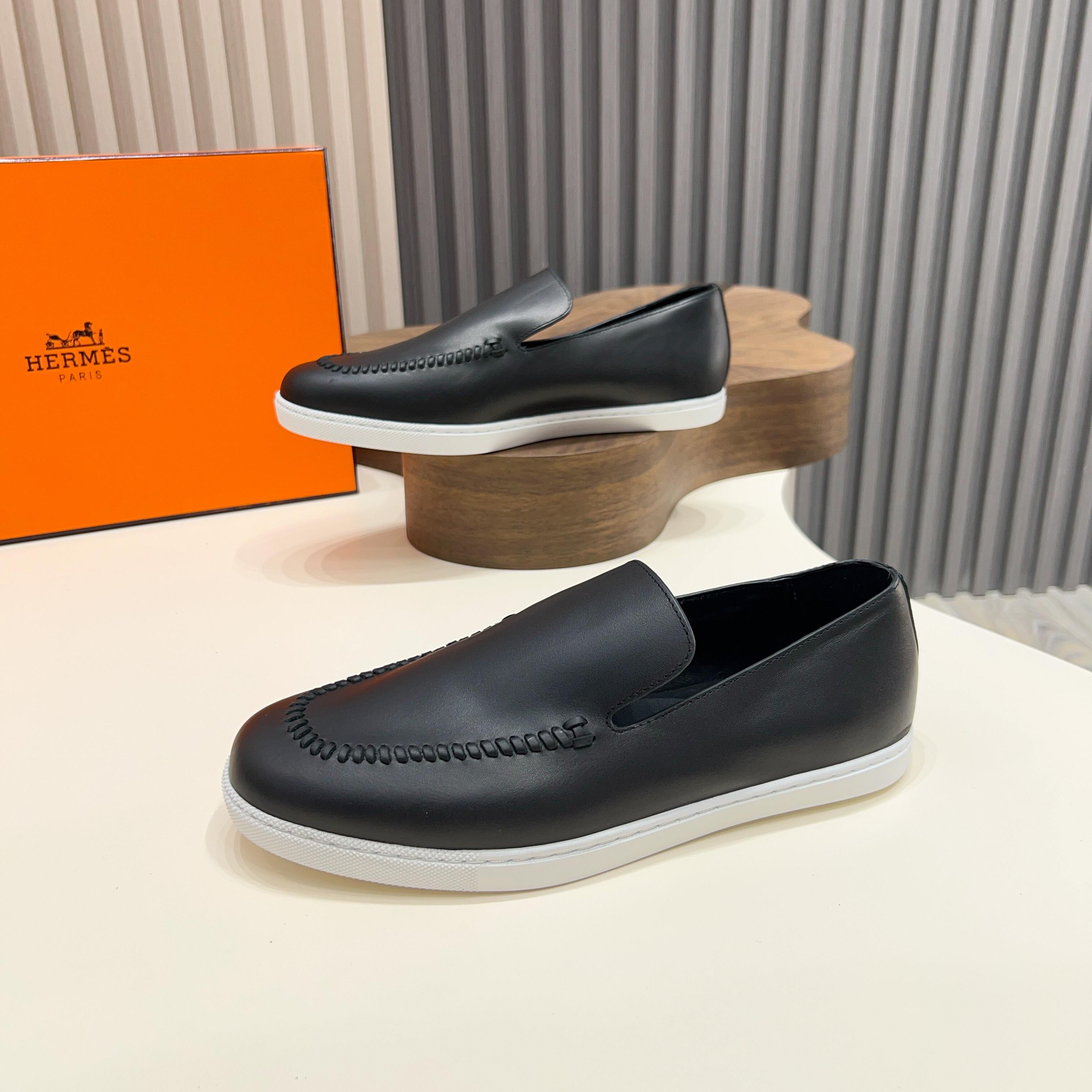 Hermes Men's Black Leather Loafers with Laser-Cut Detailing, Sizes 39-44 11 a1744899185622 1165
