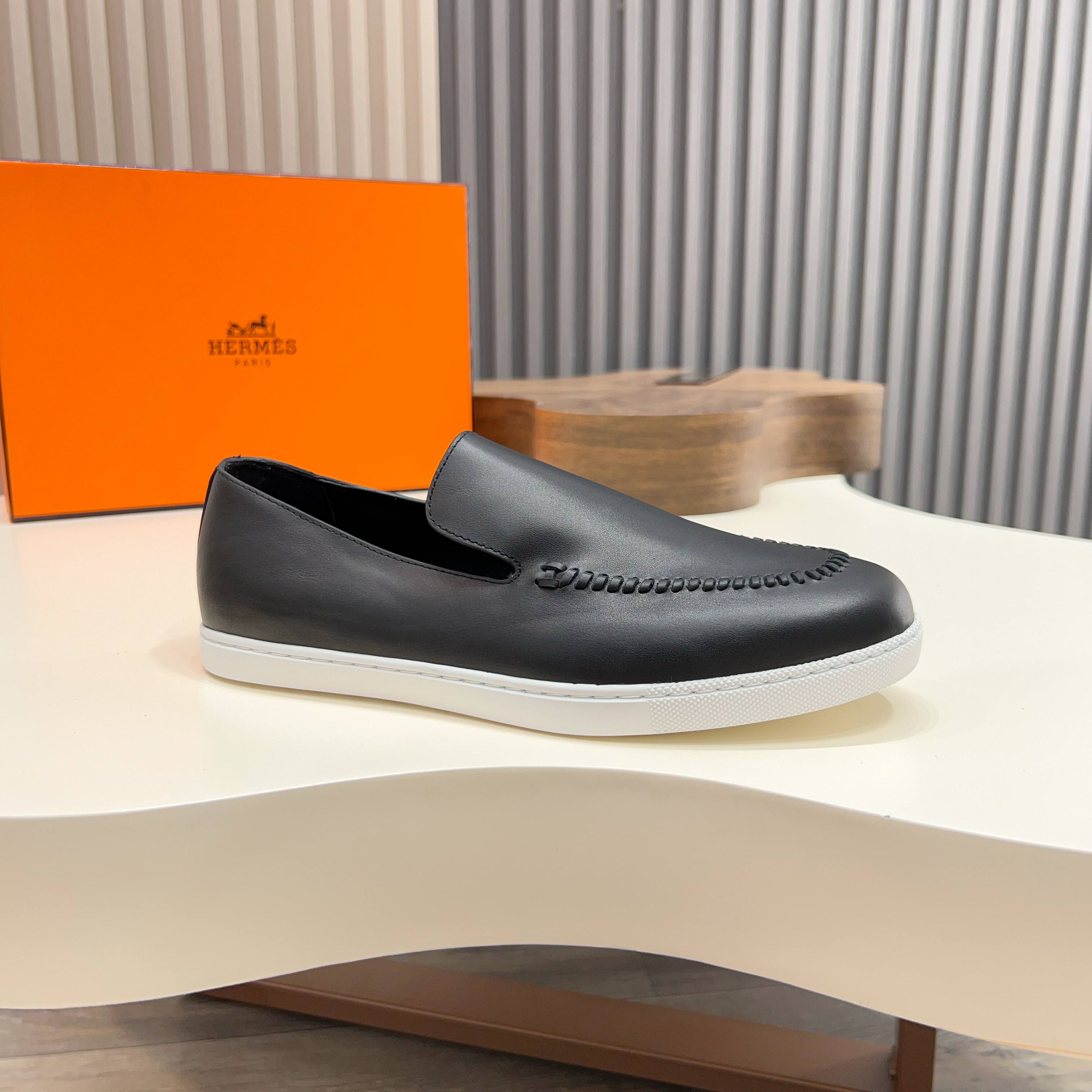 Hermes Men's Black Leather Loafers with Laser-Cut Detailing, Sizes 39-44 7 a1744899185672 5581