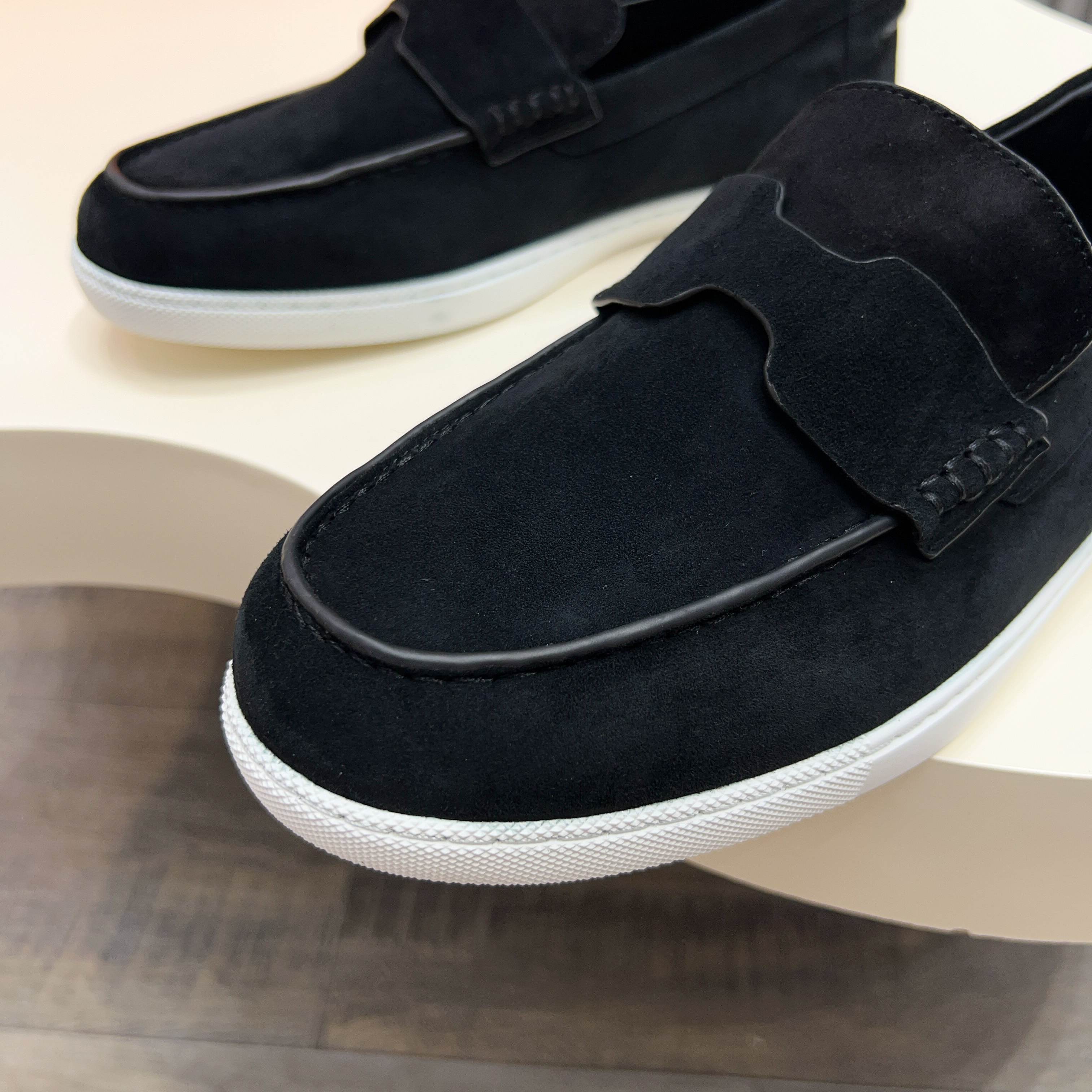 Hermes Men's Black Suede Leather Loafers Casual Slip On Shoes 9 a1744899231723 5163