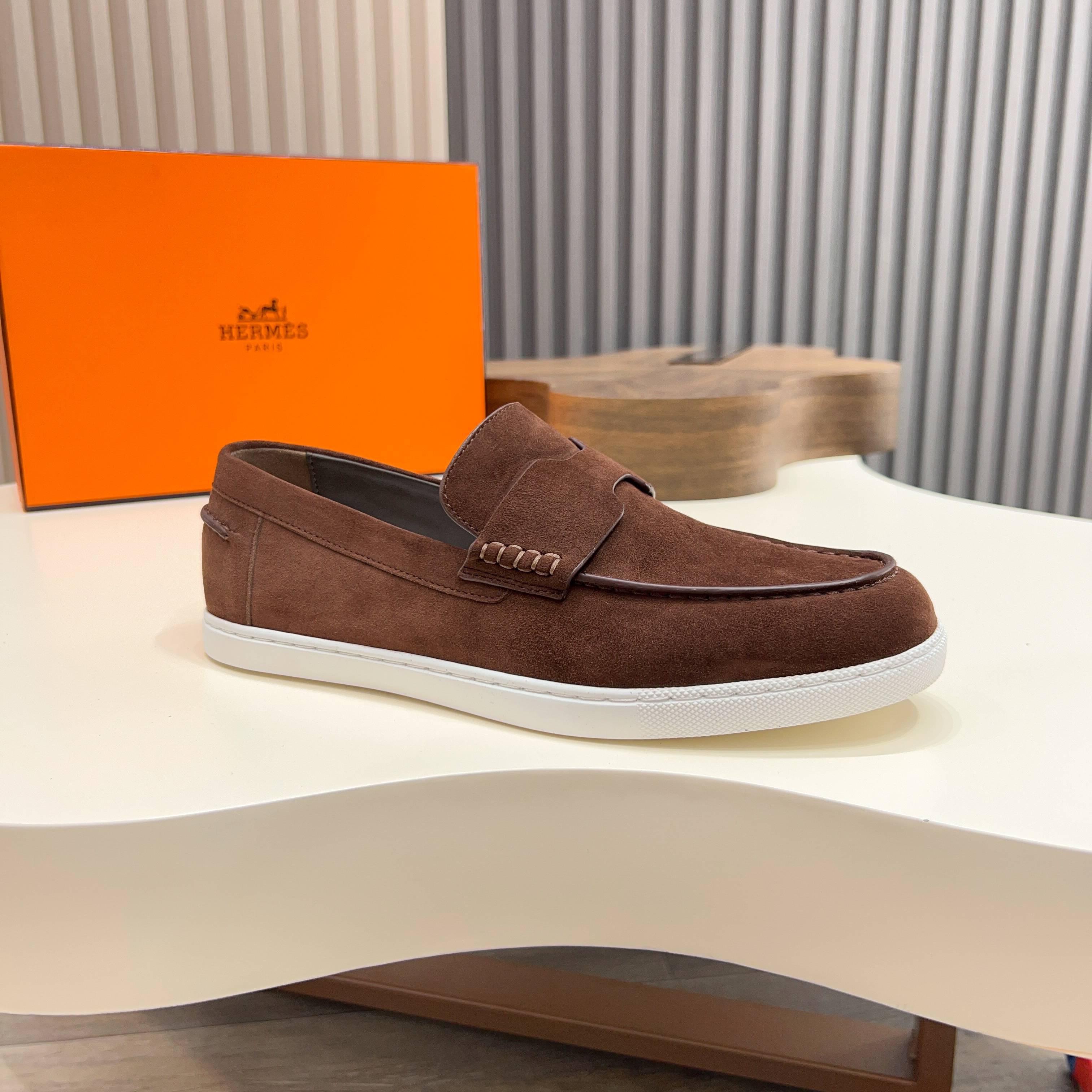 Hermes Men's Suede Loafers with Laser-Cut Detailing, Sizes 39-44 11 a1744899253396 2602