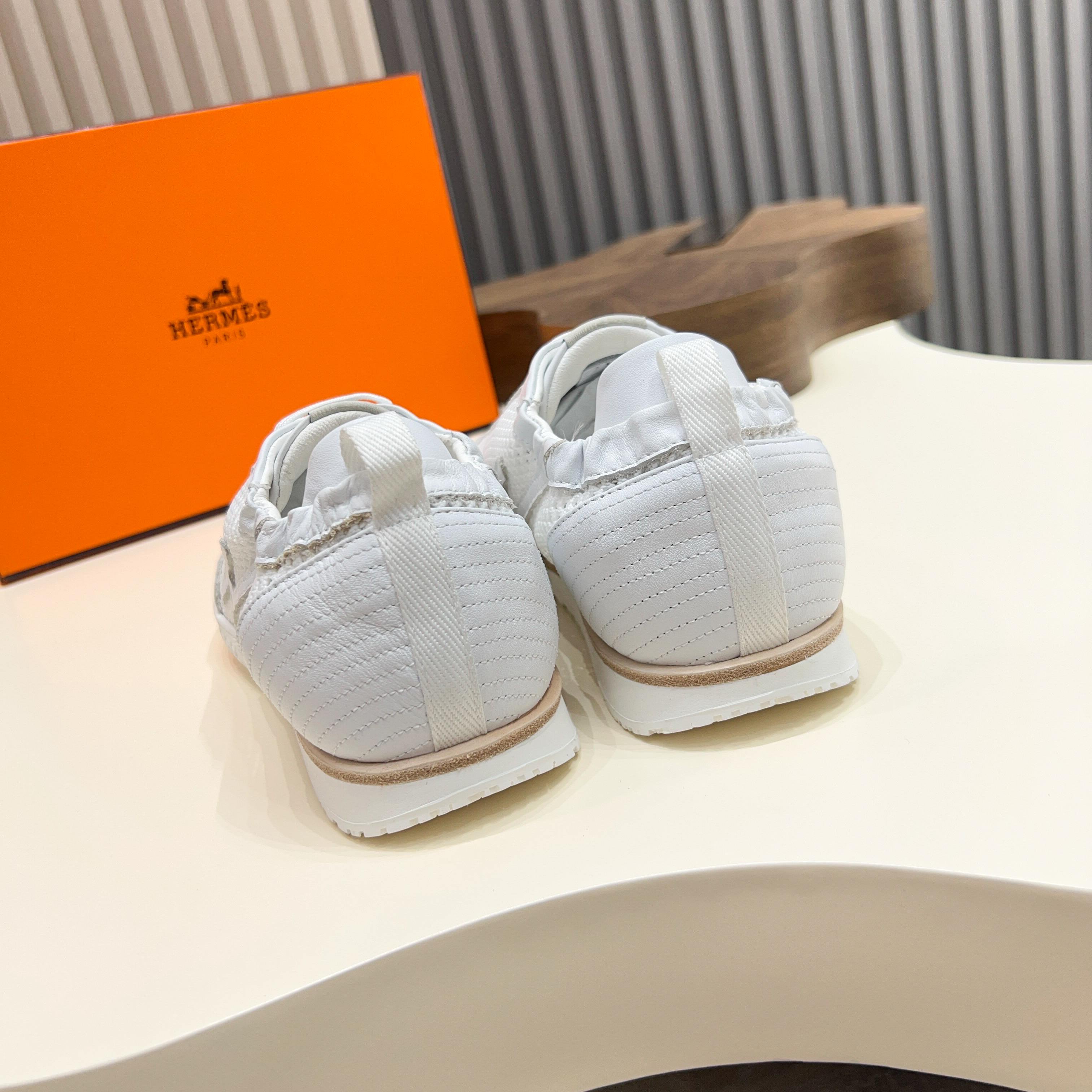 Hermès White Leather Sneakers with Perforated Design, Size 39-44 4 a1744899388131 0860