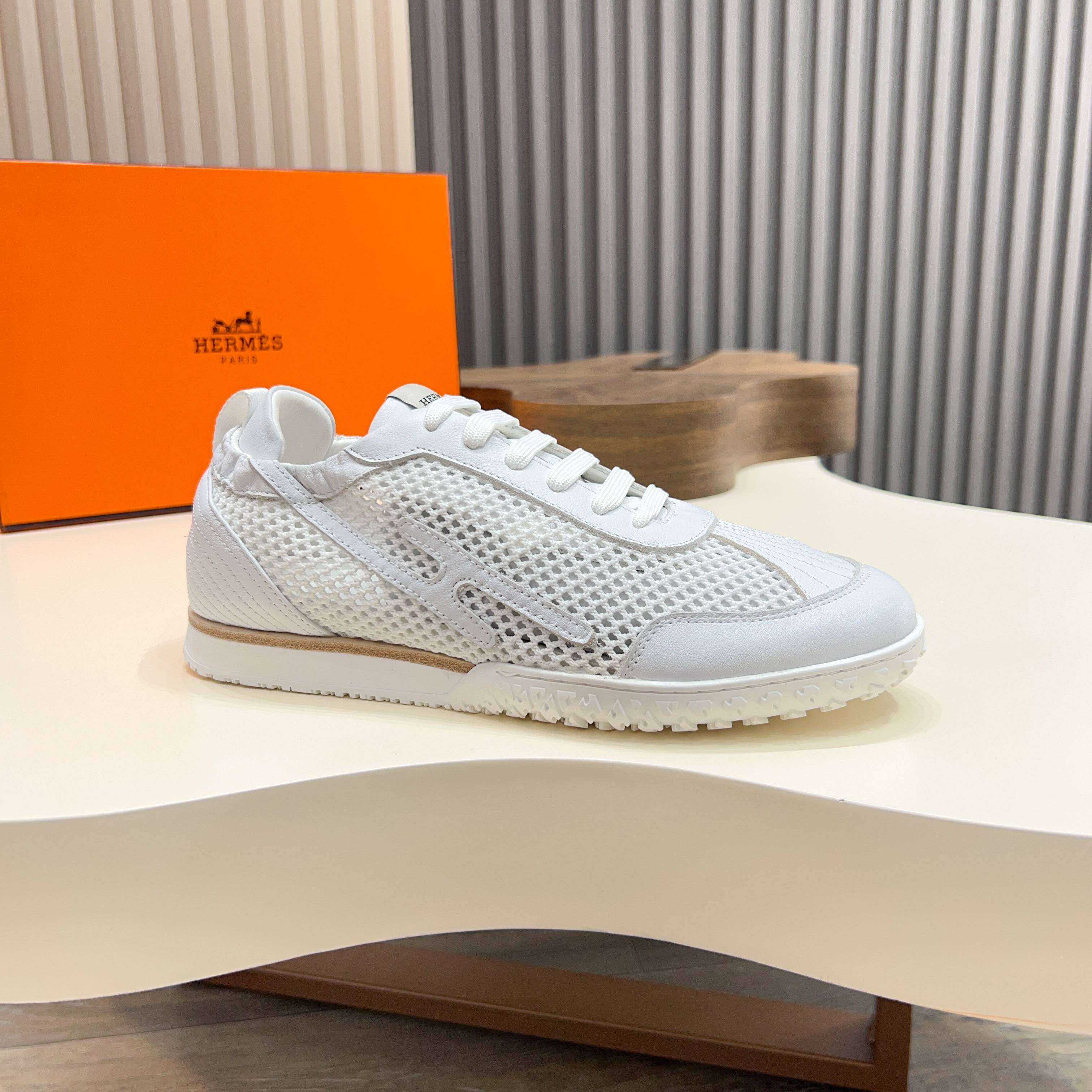 Hermès White Leather Sneakers with Perforated Design, Size 39-44 5 a1744899388270 7261