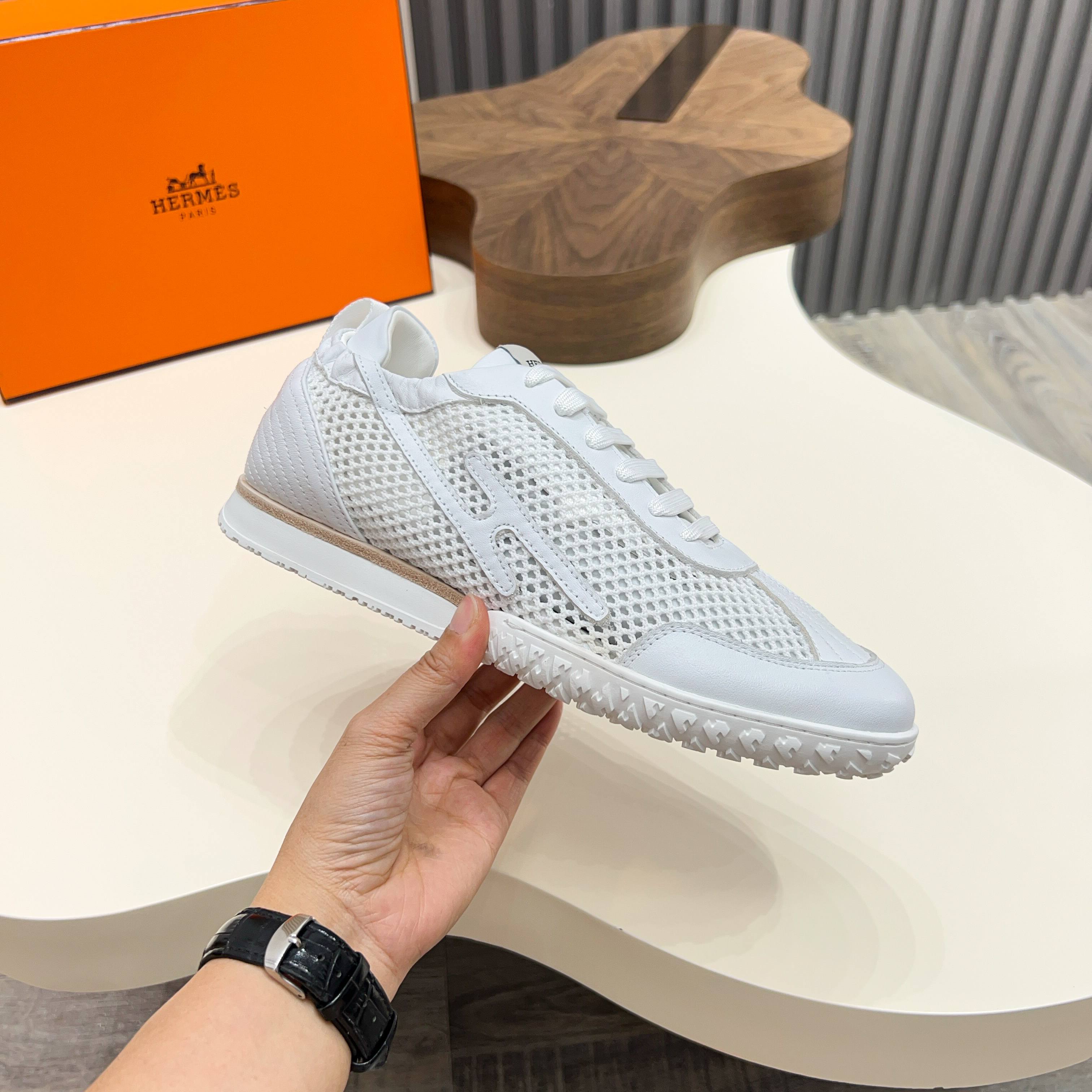 Hermès White Leather Sneakers with Perforated Design, Size 39-44 6 a1744899388396 0507