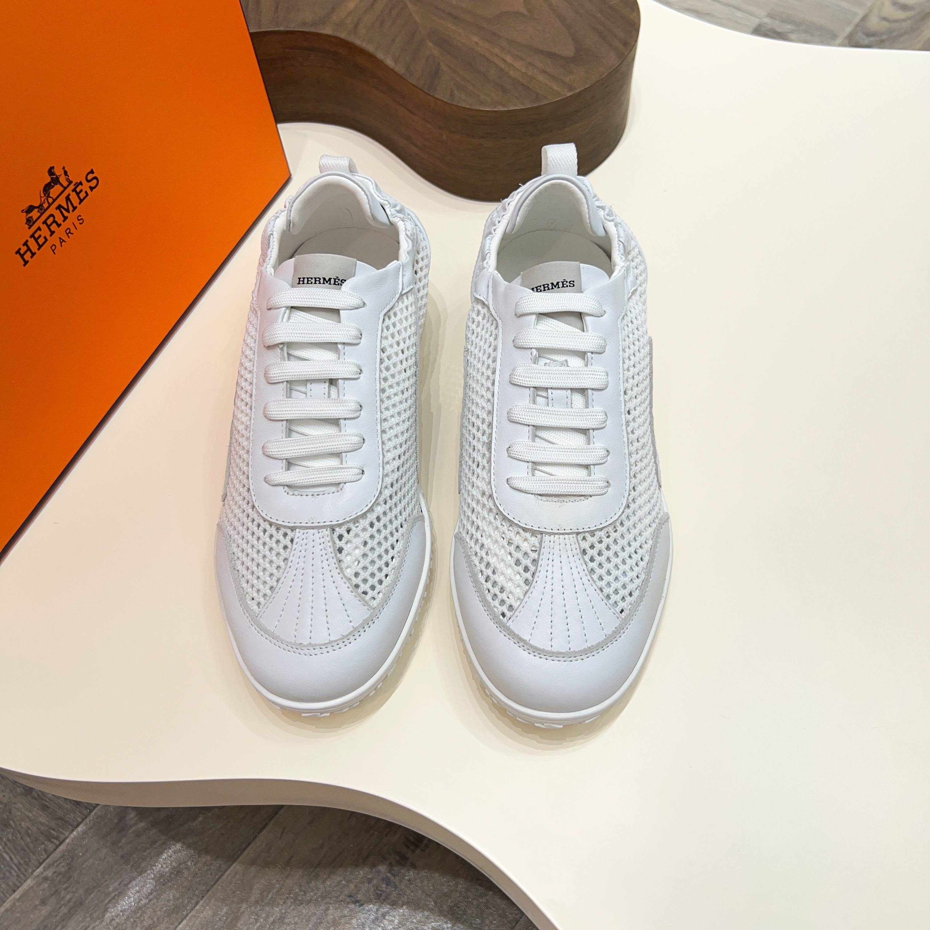 Hermès White Leather Sneakers with Perforated Design, Size 39-44 11 a1744899390341 0570
