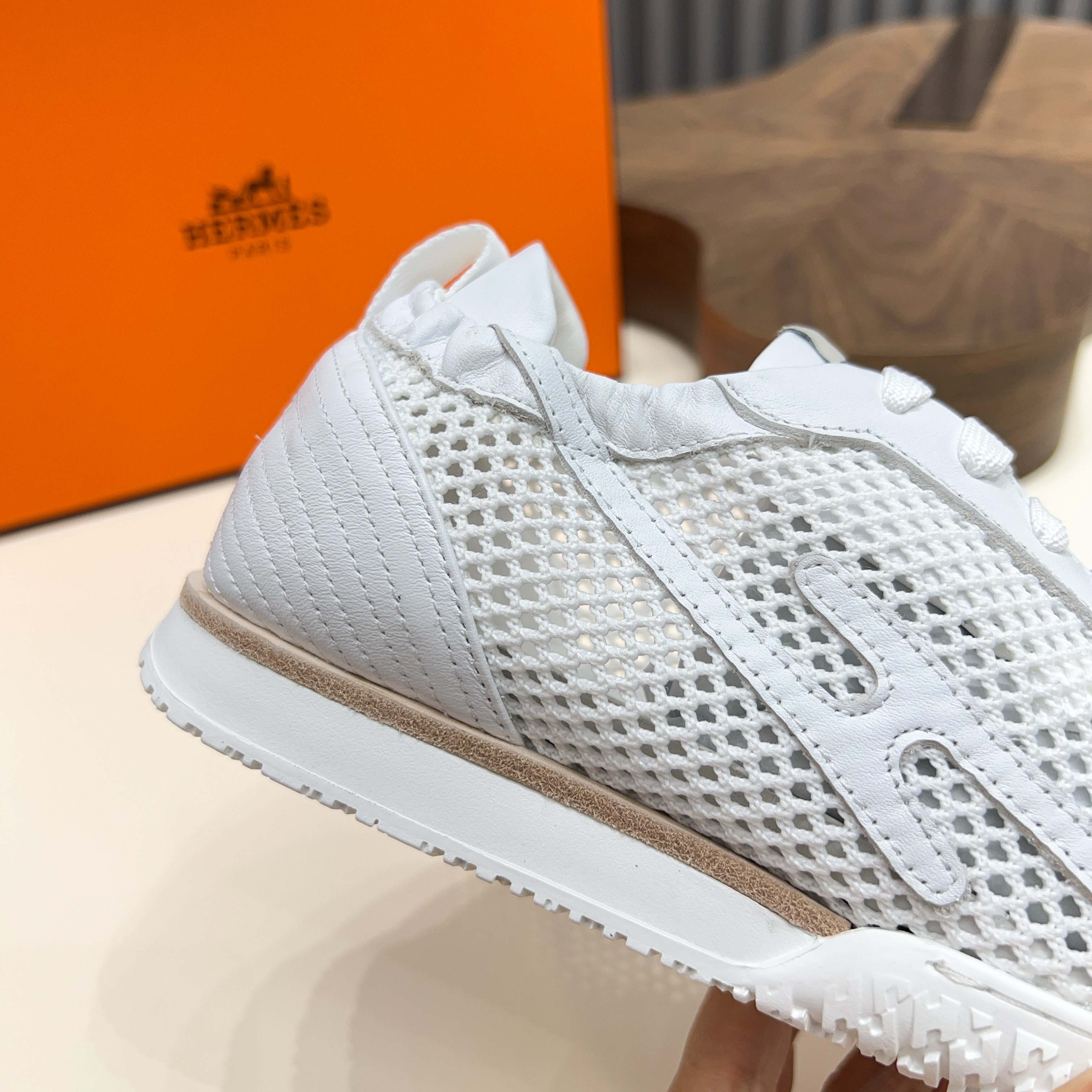 Hermès White Leather Sneakers with Perforated Design, Size 39-44 8 a1744899390468 6604