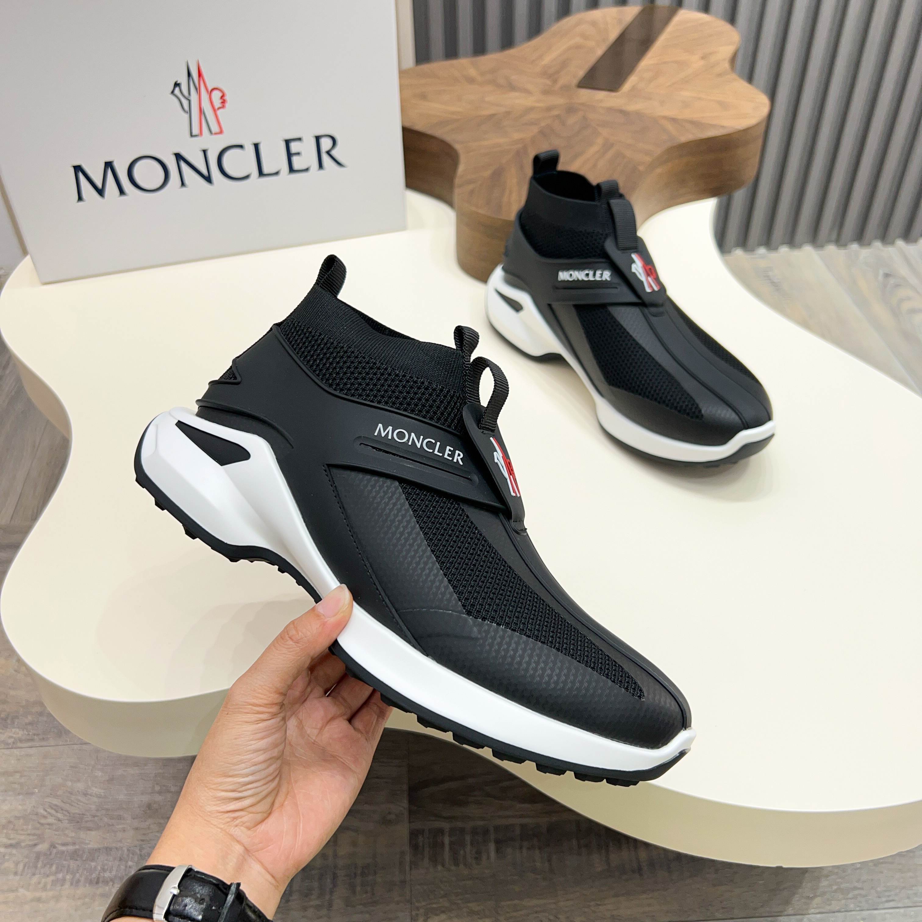 Moncler Men's Black Knit Lace-Up Sneakers, Comfortable & Slip-Resistant 3 a1745122909310 4751