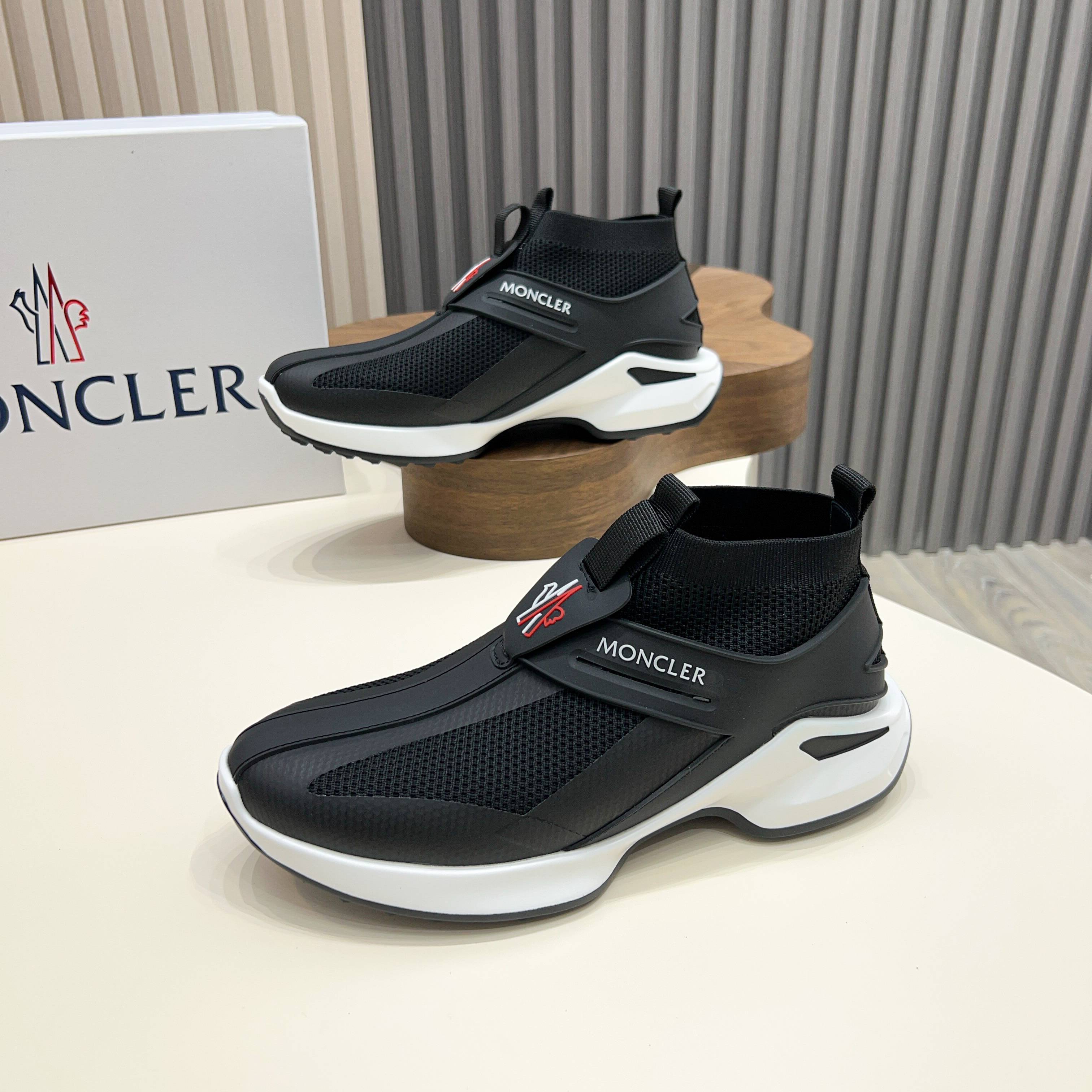 Moncler Men's Black Knit Lace-Up Sneakers, Comfortable & Slip-Resistant 10 a1745122911288 7838
