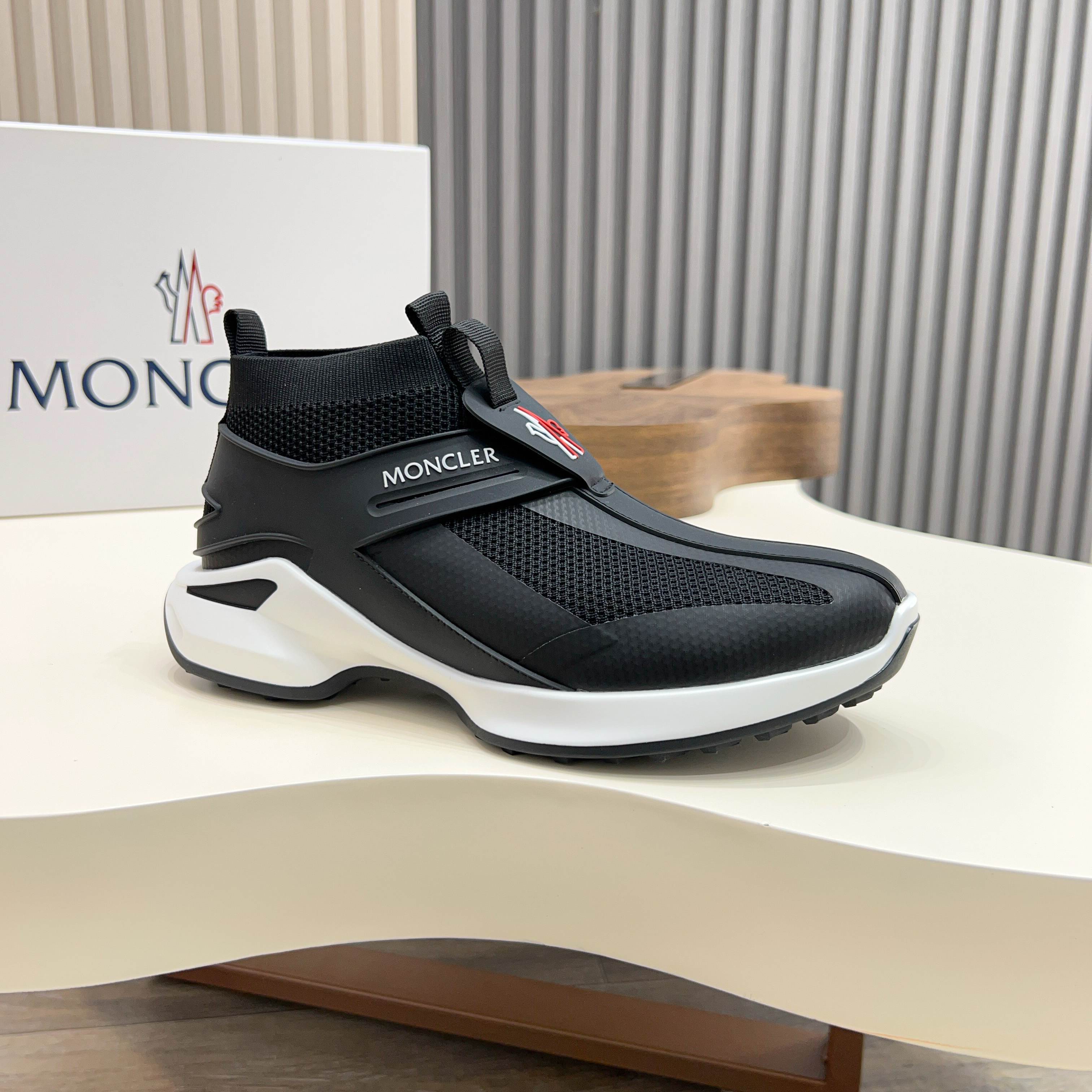 Moncler Men's Black Knit Lace-Up Sneakers, Comfortable & Slip-Resistant 8 a1745122911320 4878