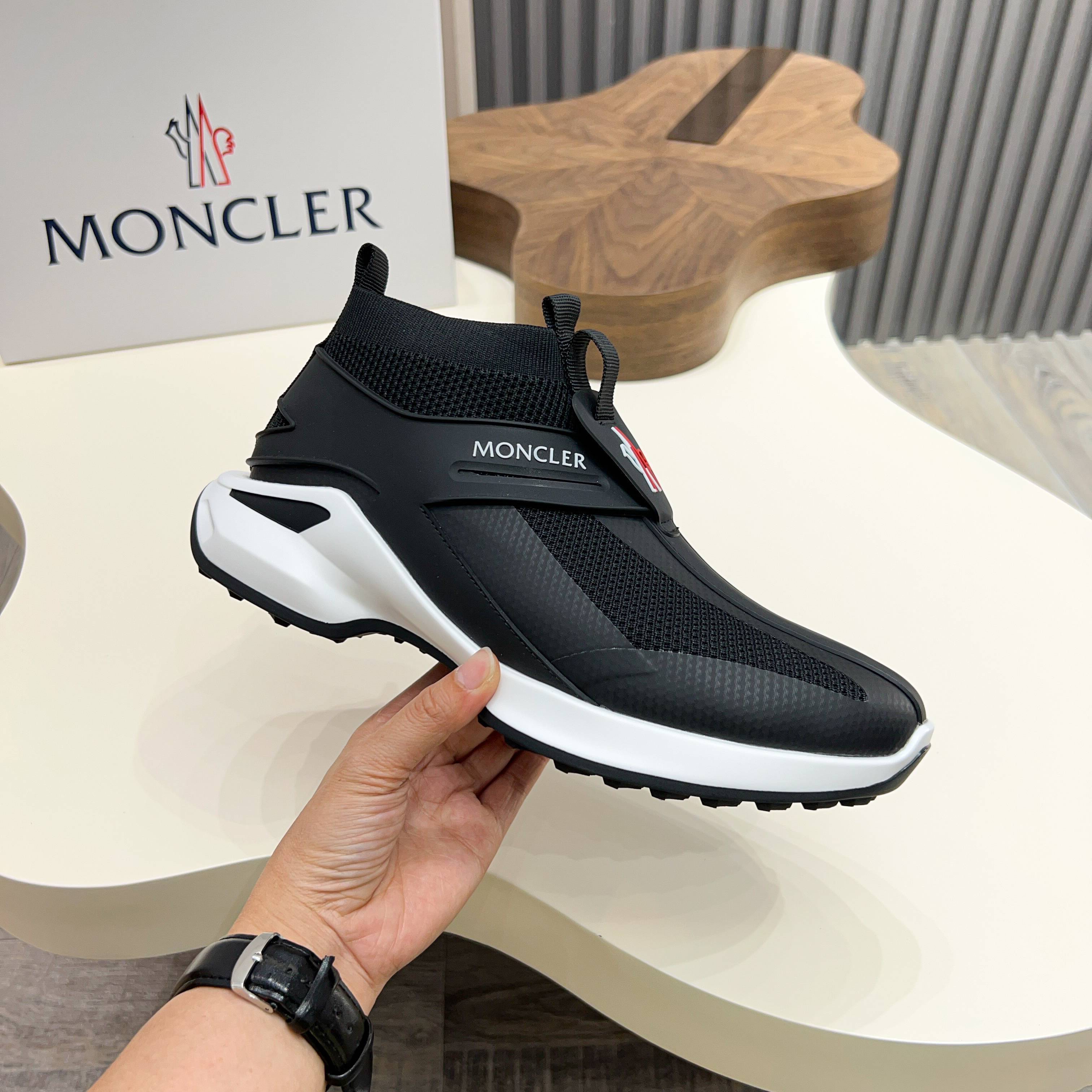 Moncler Men's Black Knit Lace-Up Sneakers, Comfortable & Slip-Resistant 5 a1745122911514 1684