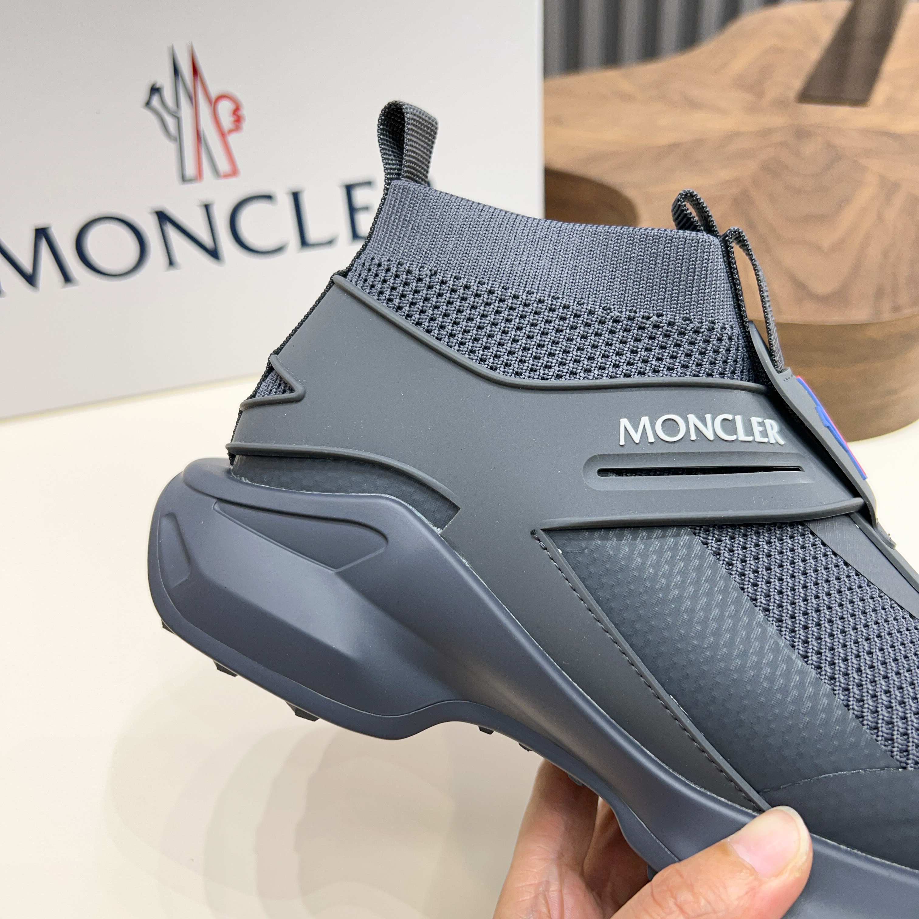Moncler Men's Gray Knit Slip-On Sneakers - Comfort & Style 7 a1745122948095 8871