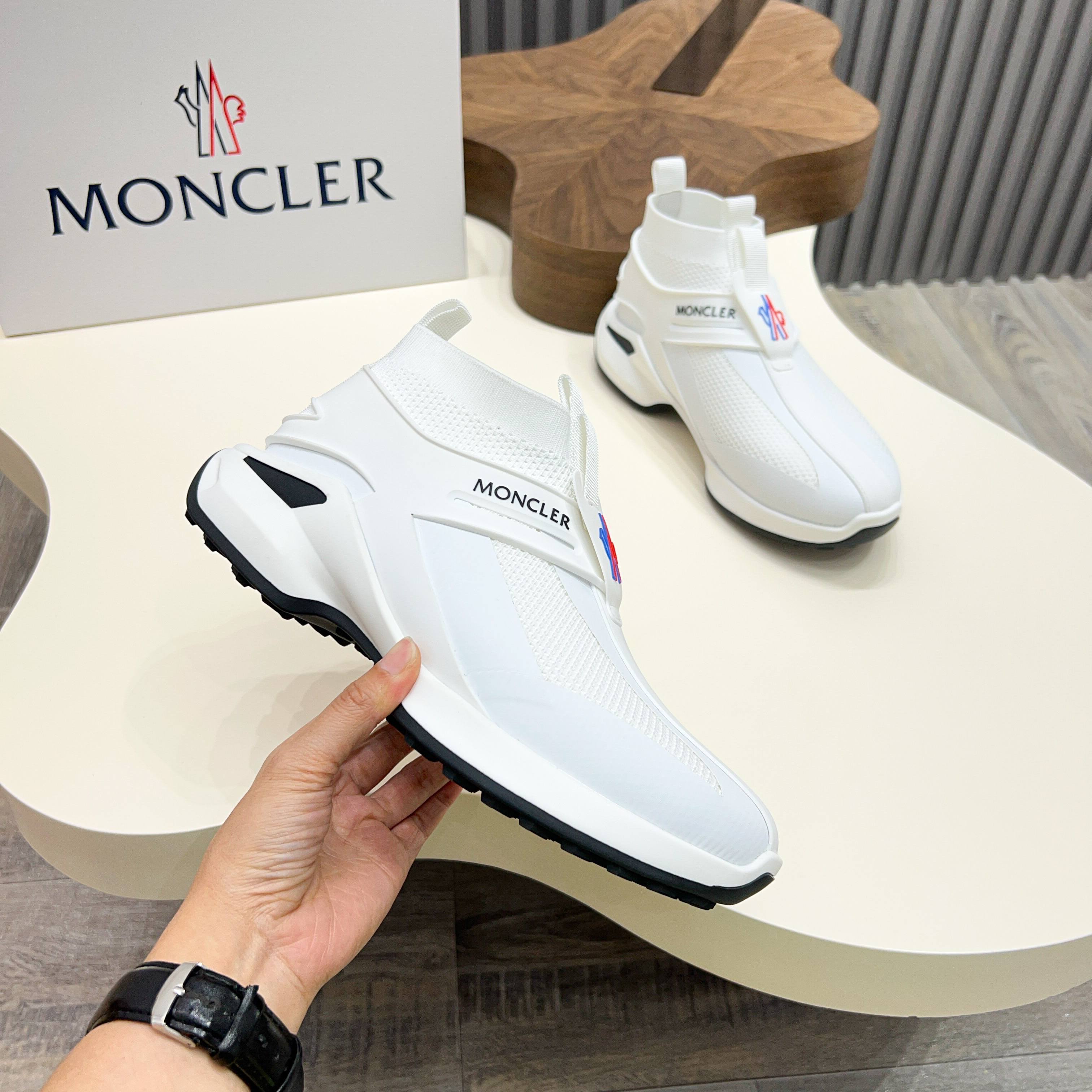 Moncler Men's White Knit Lace-Up Sneakers: Comfortable & Stylish, Sizes 39-44 3 a1745122996003 6077