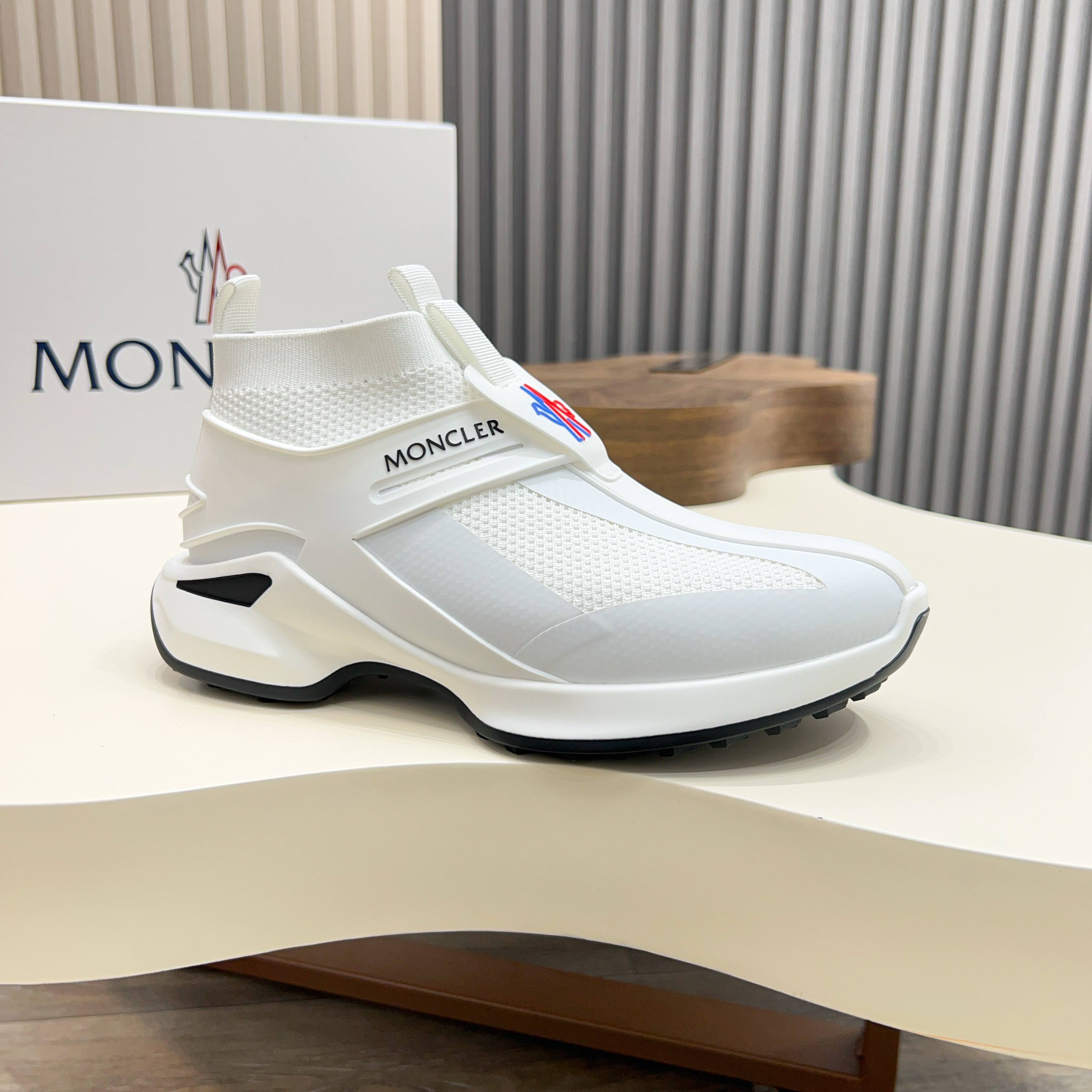 Moncler Men's White Knit Lace-Up Sneakers: Comfortable & Stylish, Sizes 39-44 6 a1745122996021 6554