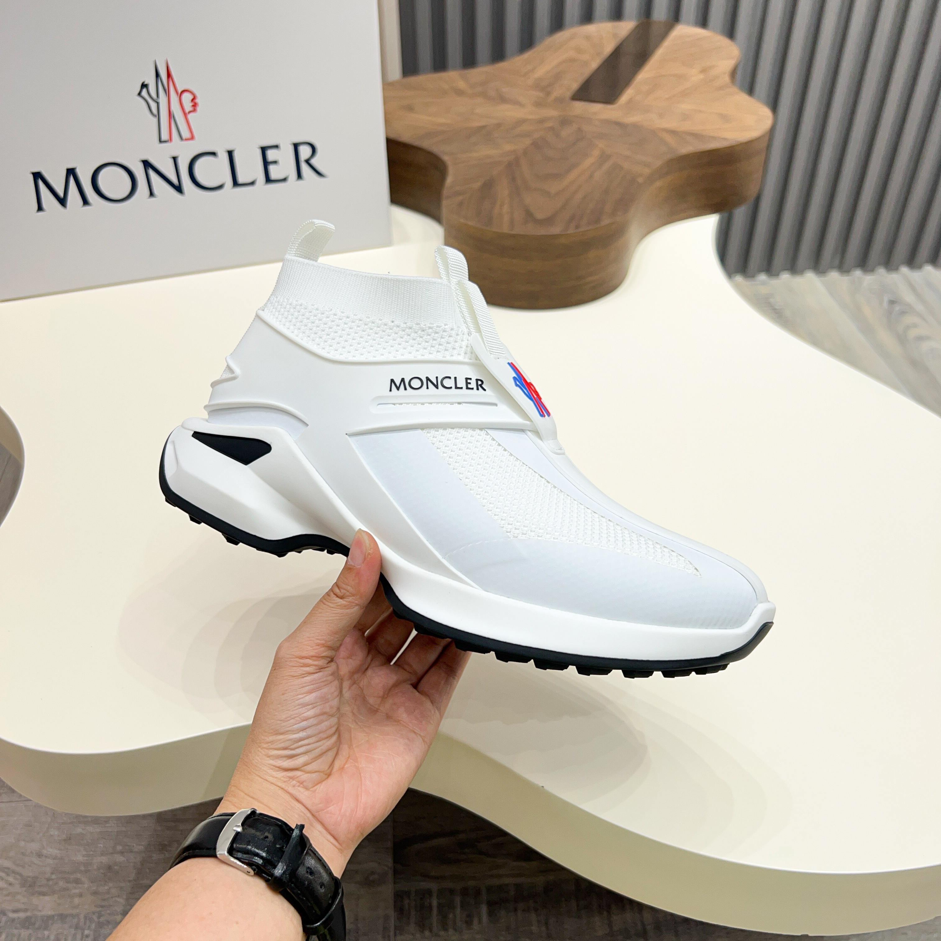 Moncler Men's White Knit Lace-Up Sneakers: Comfortable & Stylish, Sizes 39-44 8 a1745122998476 6876