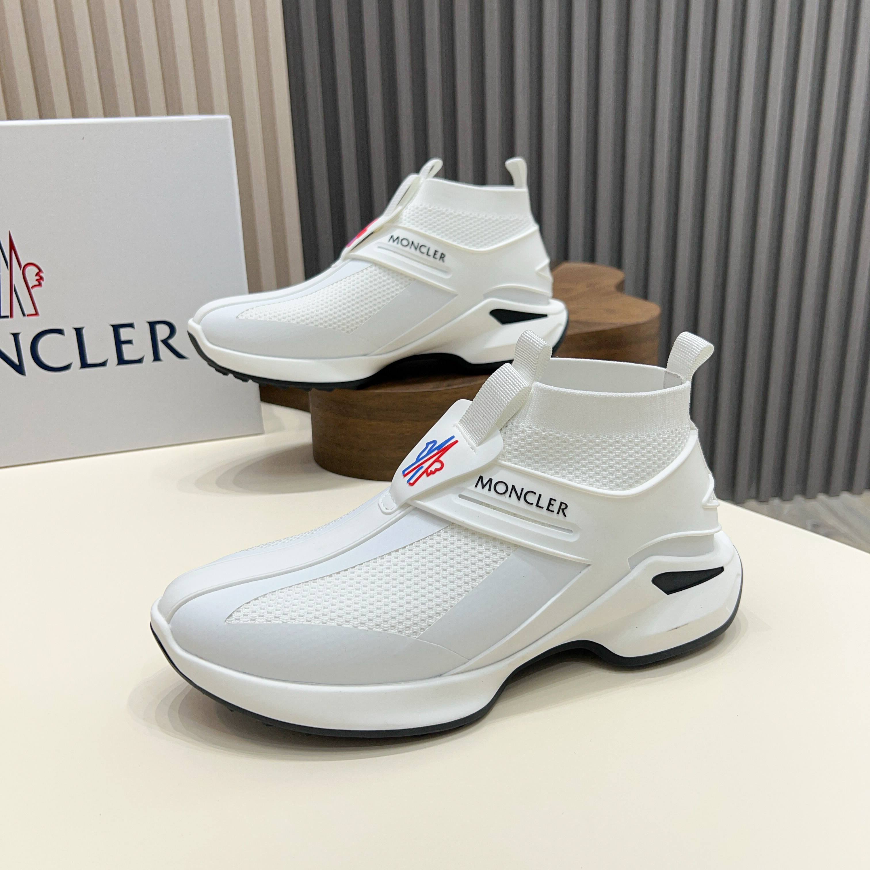 Moncler Men's White Knit Lace-Up Sneakers: Comfortable & Stylish, Sizes 39-44 9 a1745122998488 7300