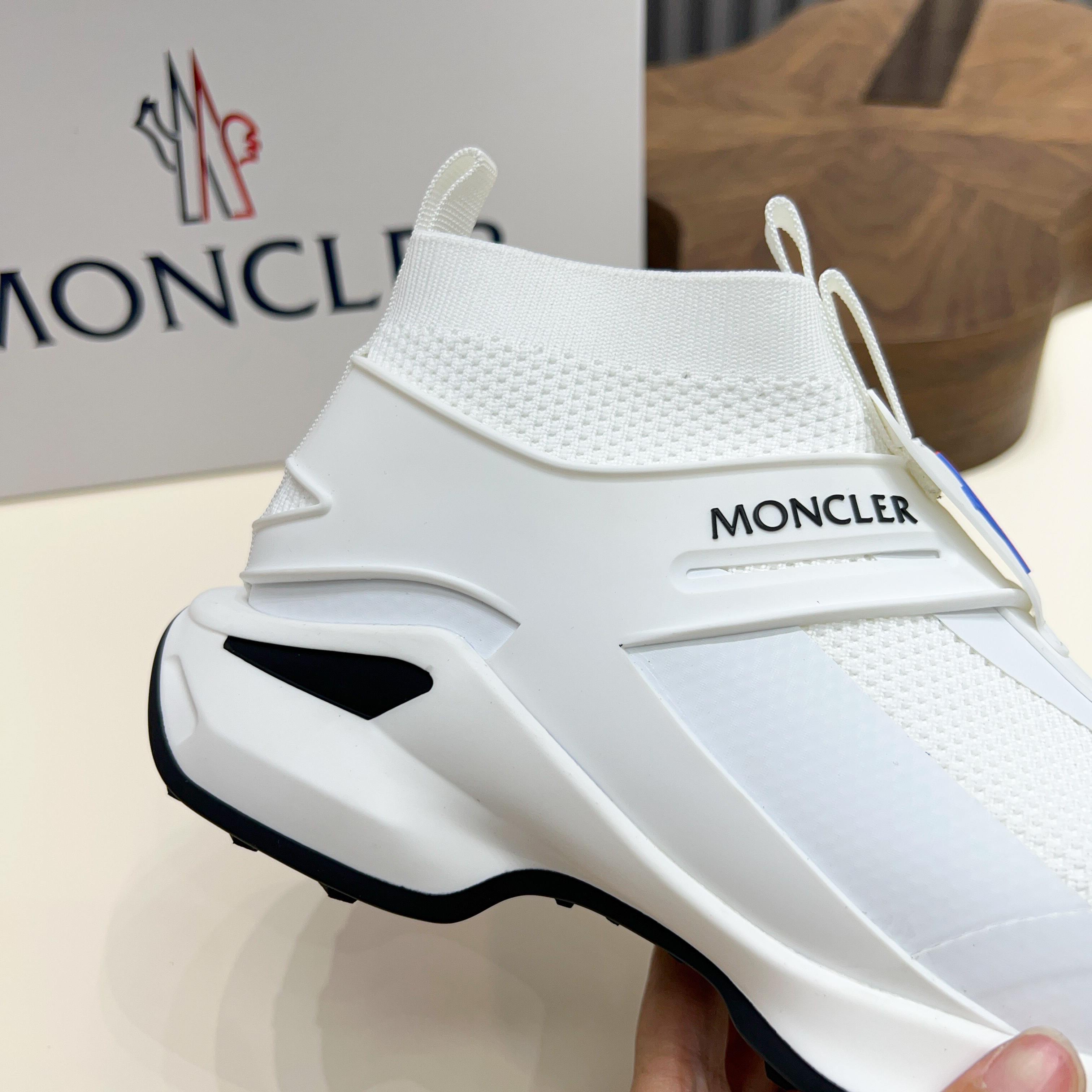 Moncler Men's White Knit Lace-Up Sneakers: Comfortable & Stylish, Sizes 39-44 7 a1745122998505 3534